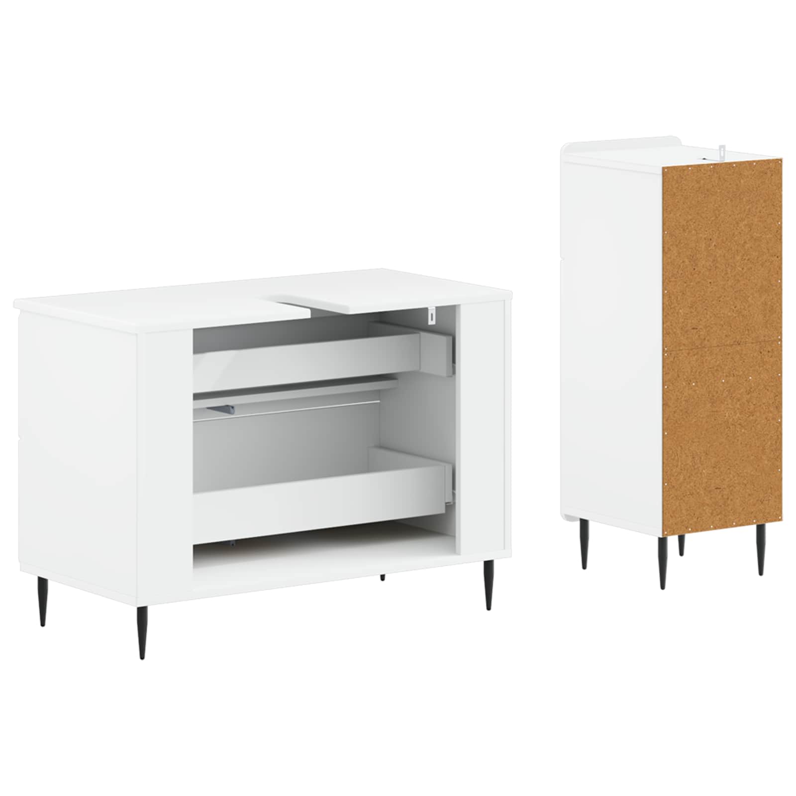 2 Piece Bathroom Cabinet Set ZWOLLE White Engineered Wood