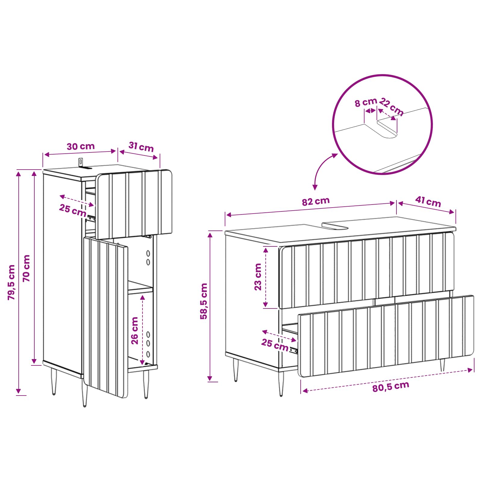 2 Piece Bathroom Cabinet Set ZWOLLE White Engineered Wood