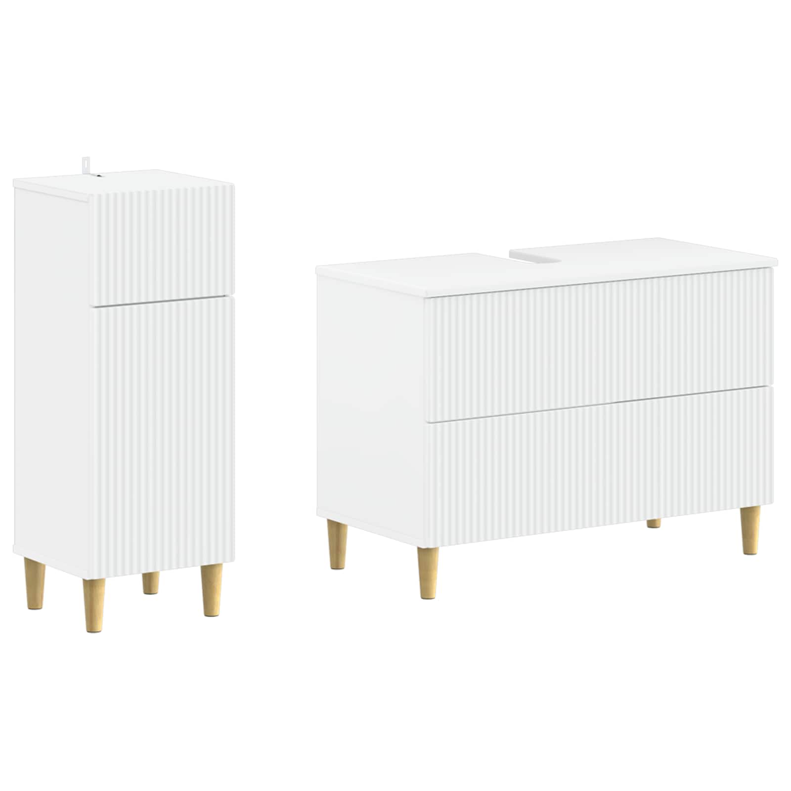 2 Piece Bathroom Cabinet Set ARNHEM White Engineered Wood