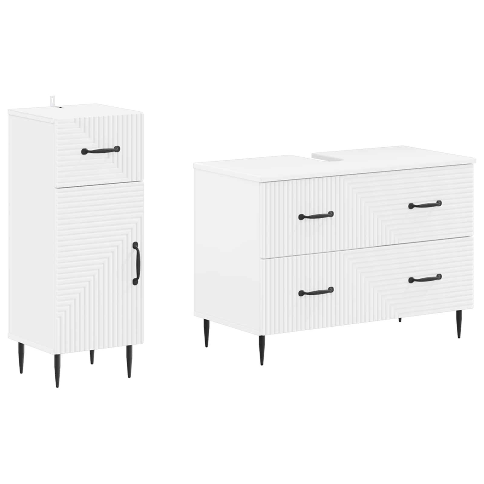 2 Piece Bathroom Cabinet Set HAARLEM White Engineered Wood