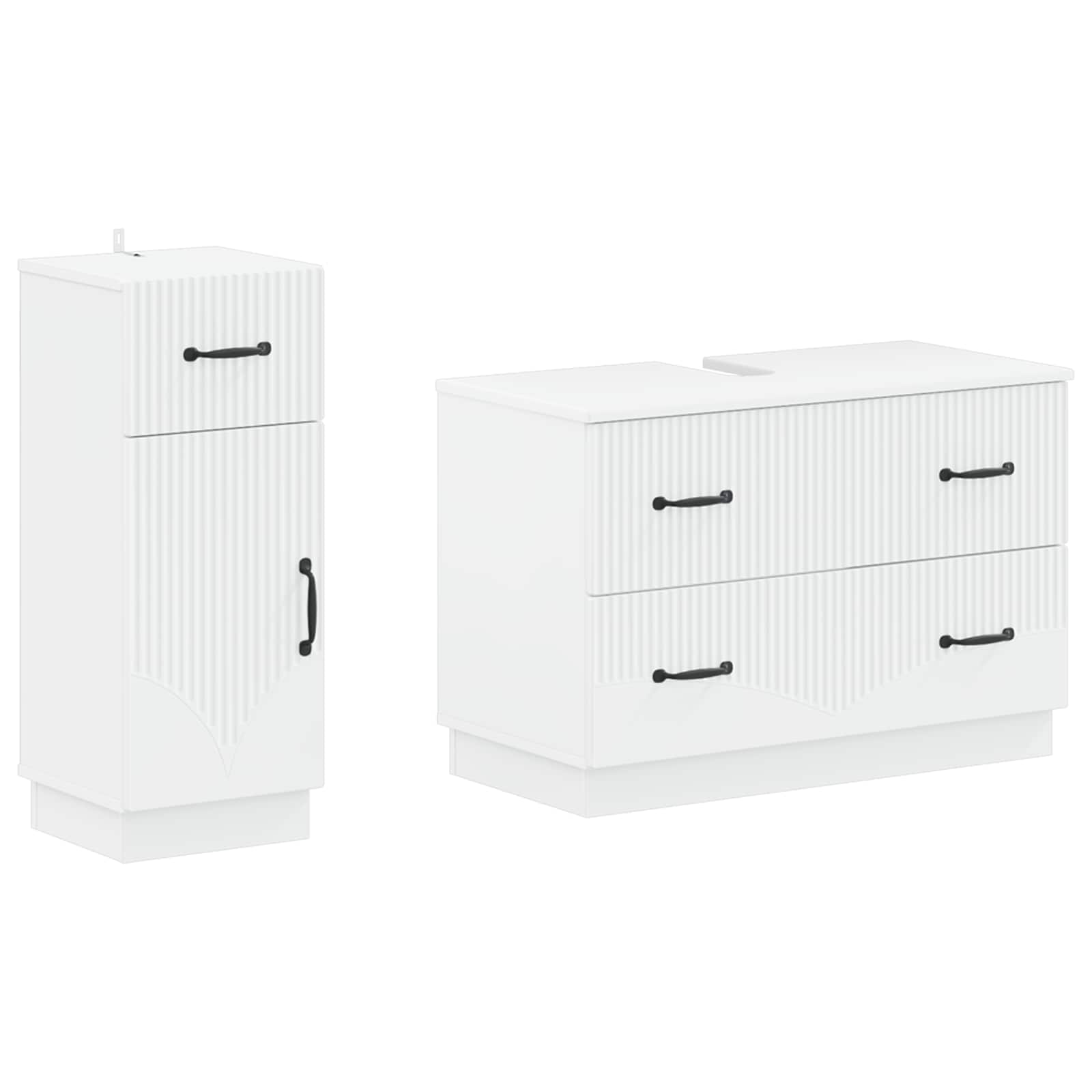 2 Piece Bathroom Cabinet Set HOORN White Engineered Wood