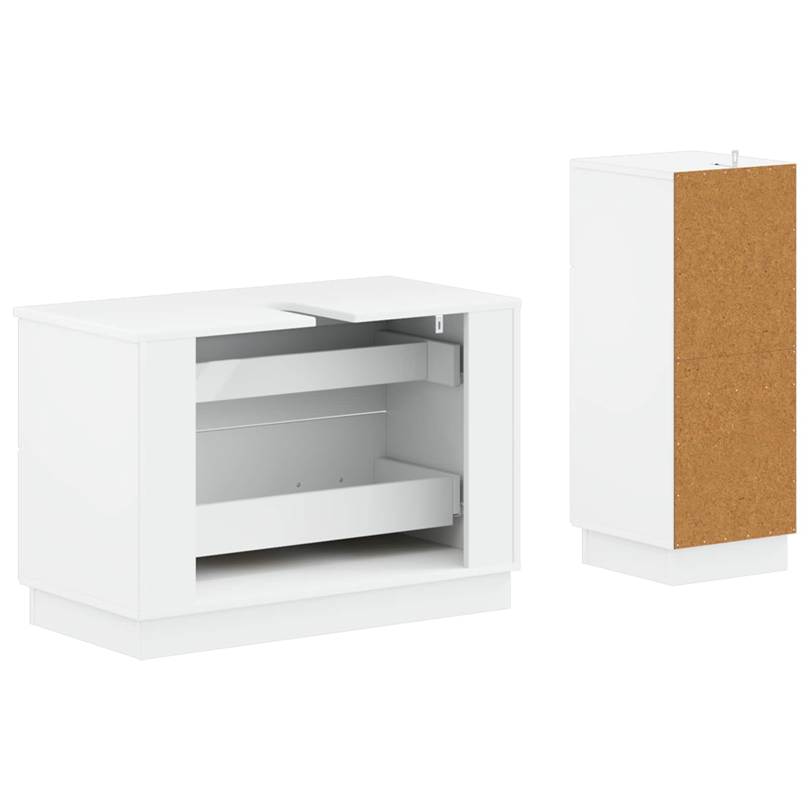 2 Piece Bathroom Cabinet Set HOORN White Engineered Wood