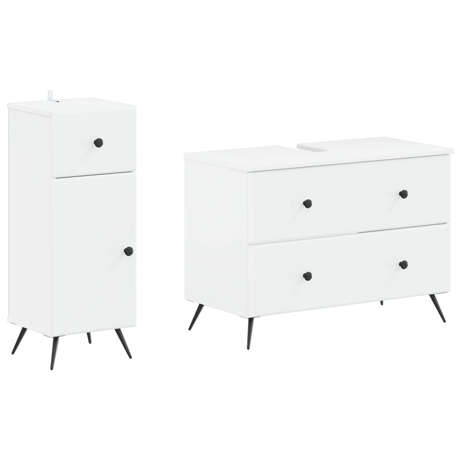 2 Piece Bathroom Cabinet Set BREDA White Engineered Wood
