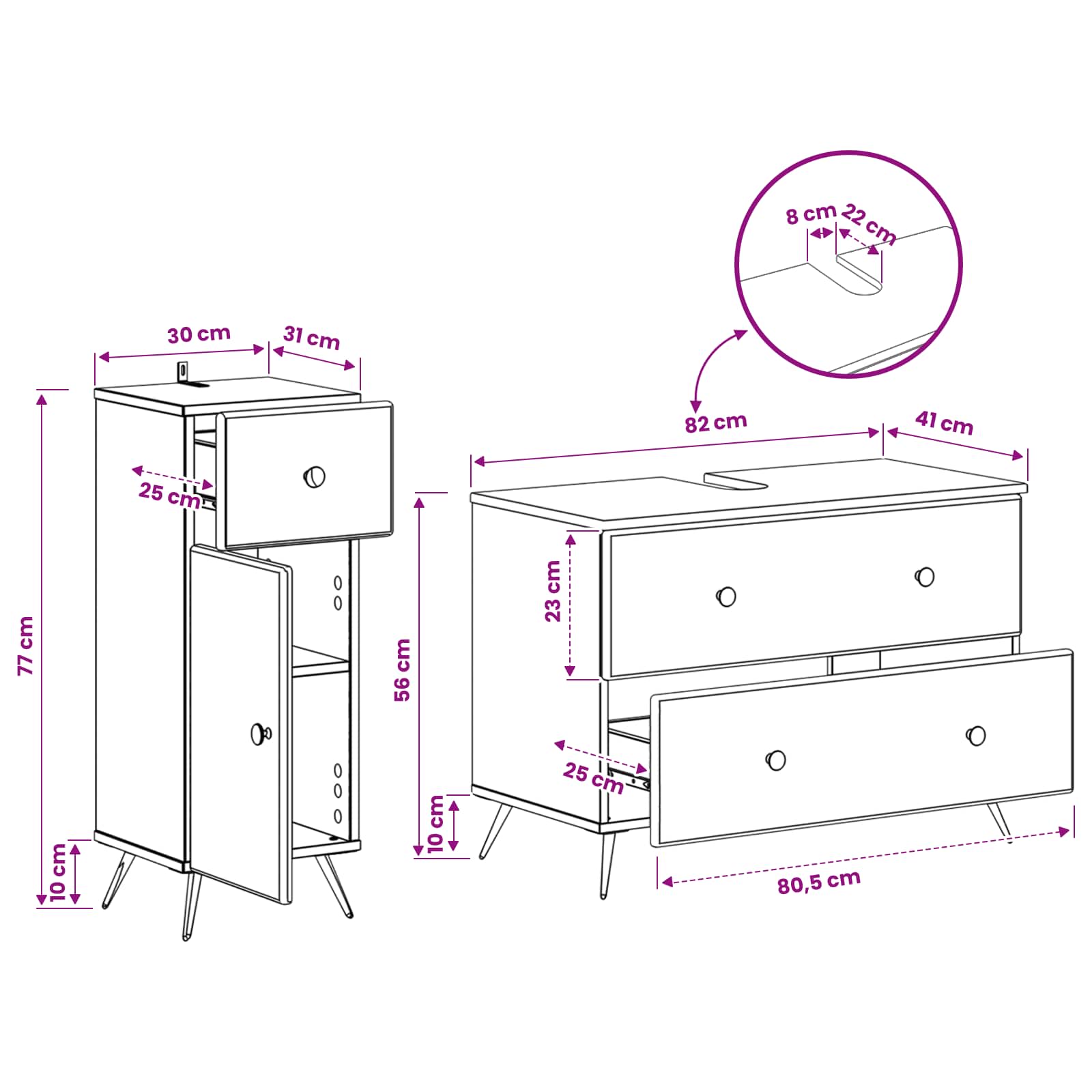 2 Piece Bathroom Cabinet Set BREDA White Engineered Wood