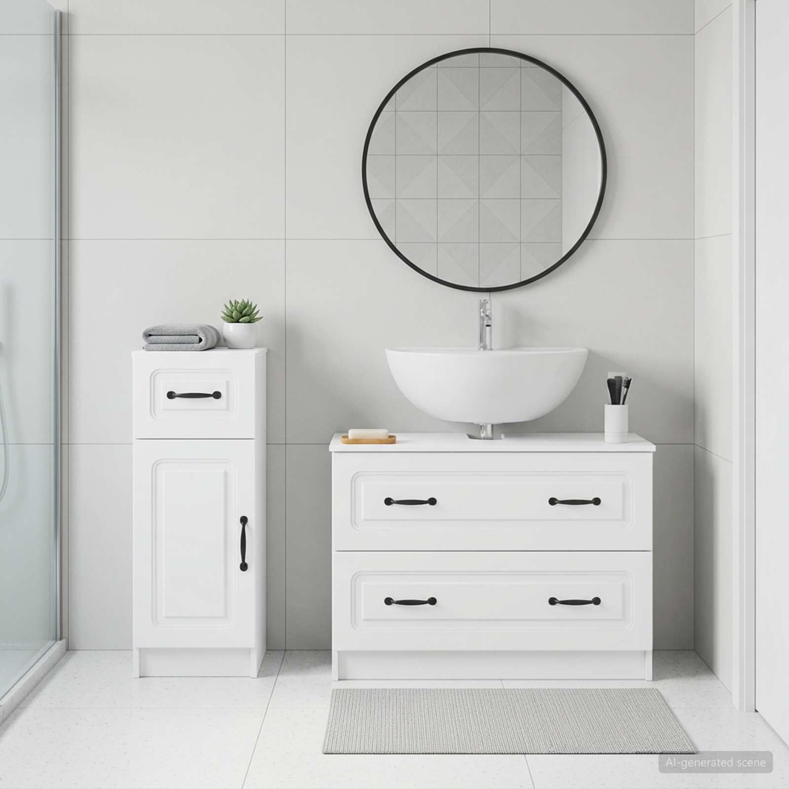 2 Piece Bathroom Cabinet Set UTRECHT White Engineered Wood