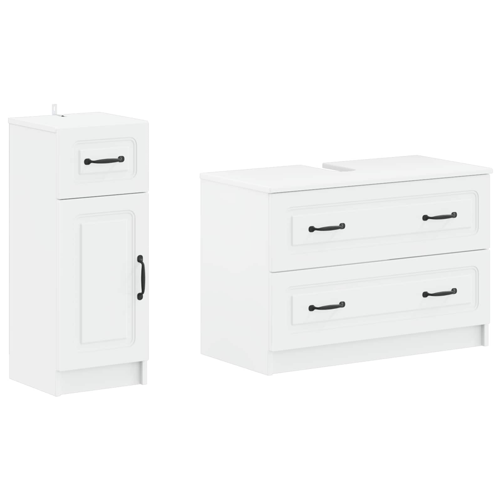 2 Piece Bathroom Cabinet Set UTRECHT White Engineered Wood