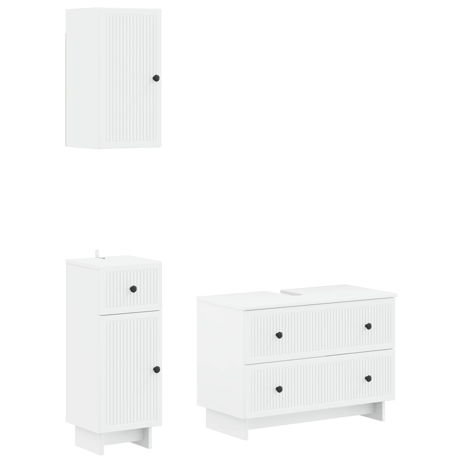 3 Piece Bathroom Cabinet Set EDE White Engineered Wood