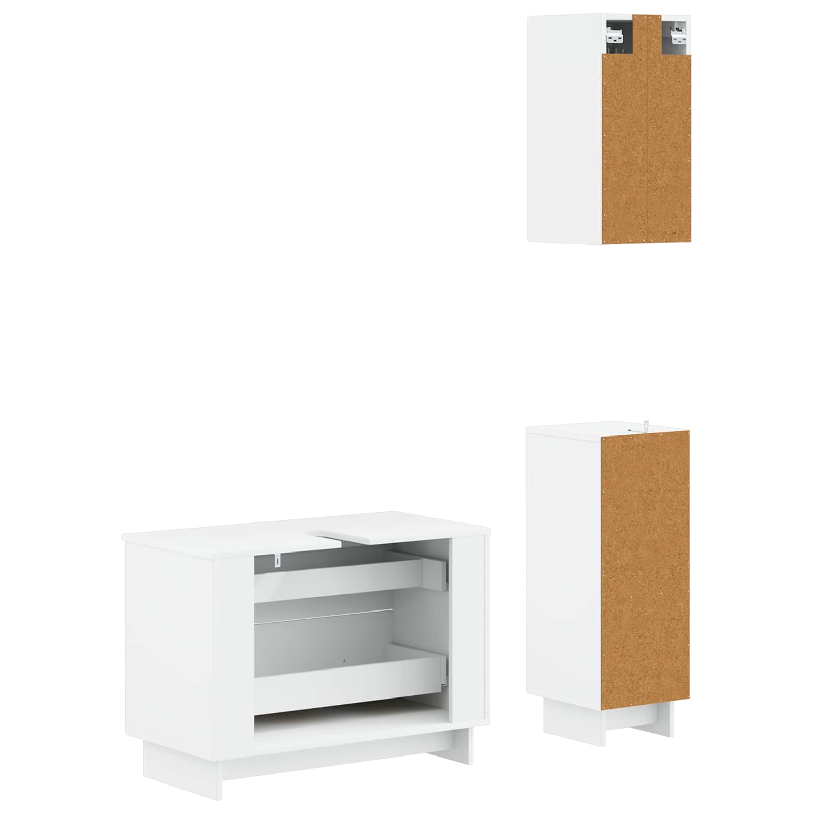 3 Piece Bathroom Cabinet Set EDE White Engineered Wood