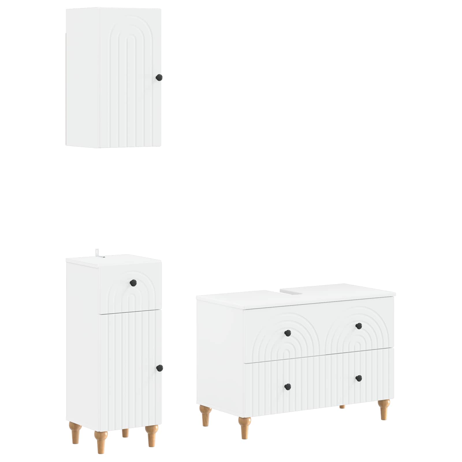 3 Piece Bathroom Cabinet Set ALKMAAR White Engineered Wood
