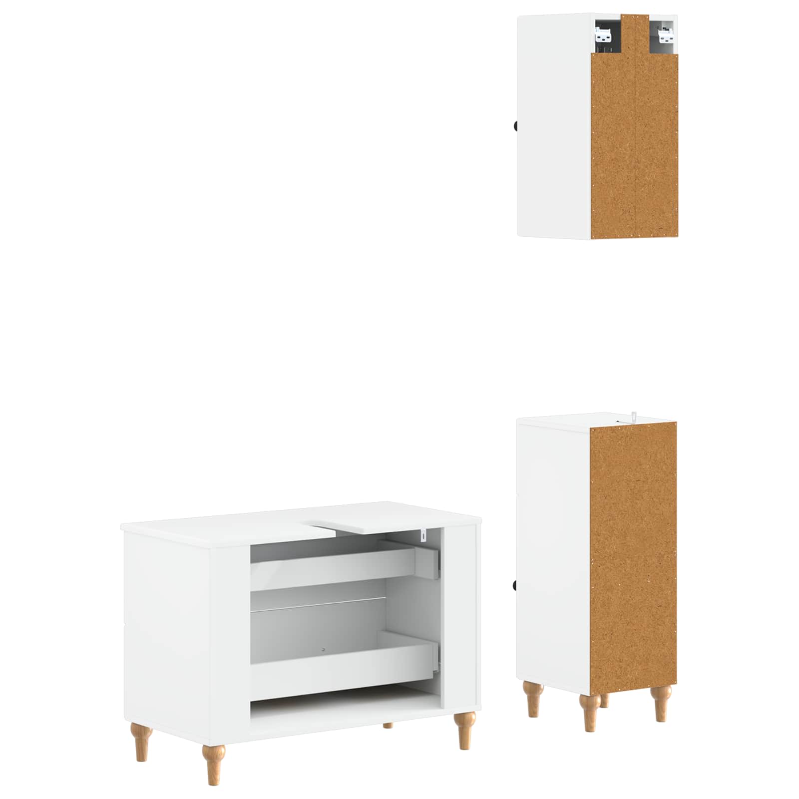 3 Piece Bathroom Cabinet Set ALKMAAR White Engineered Wood