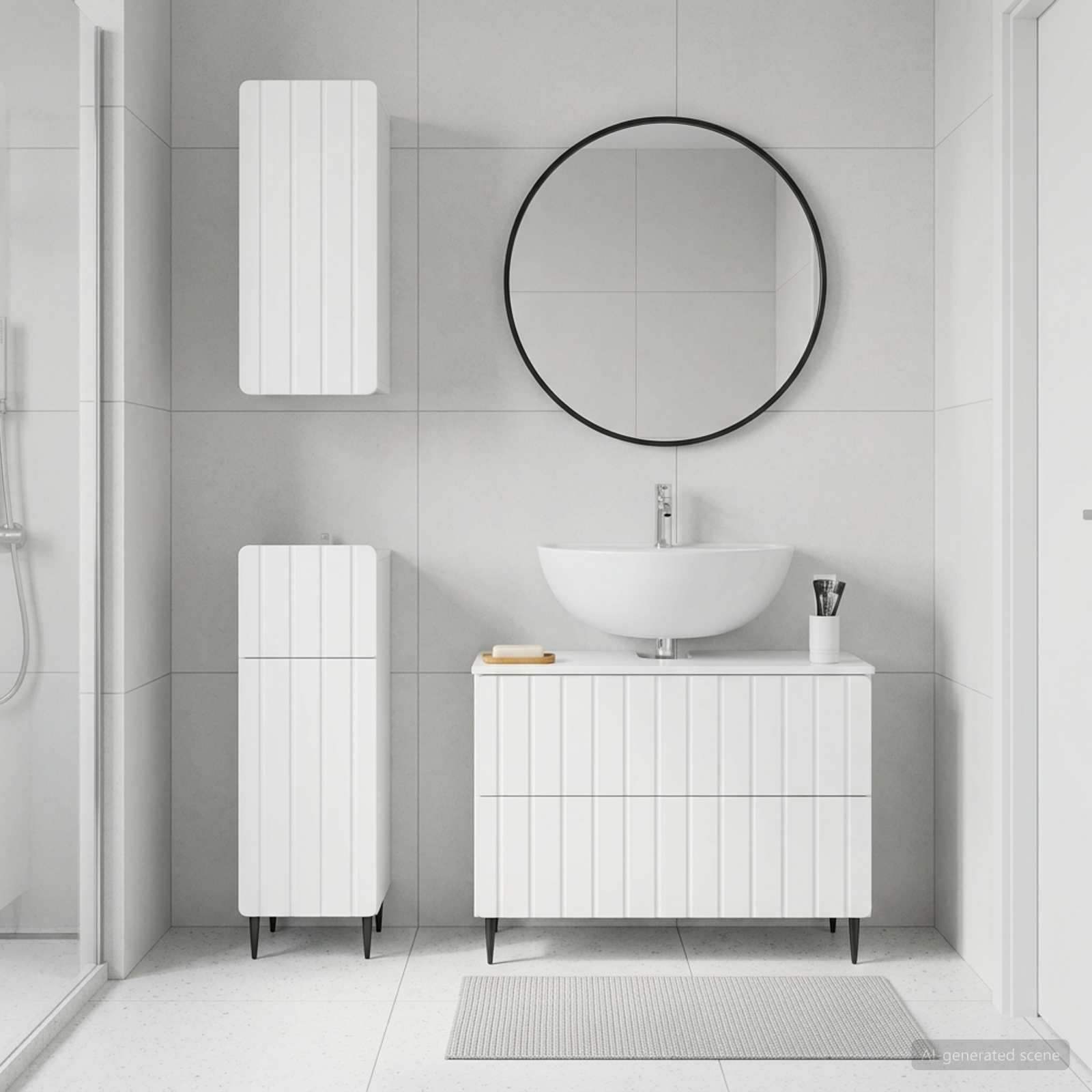 3 Piece Bathroom Cabinet Set ZWOLLE White Engineered Wood