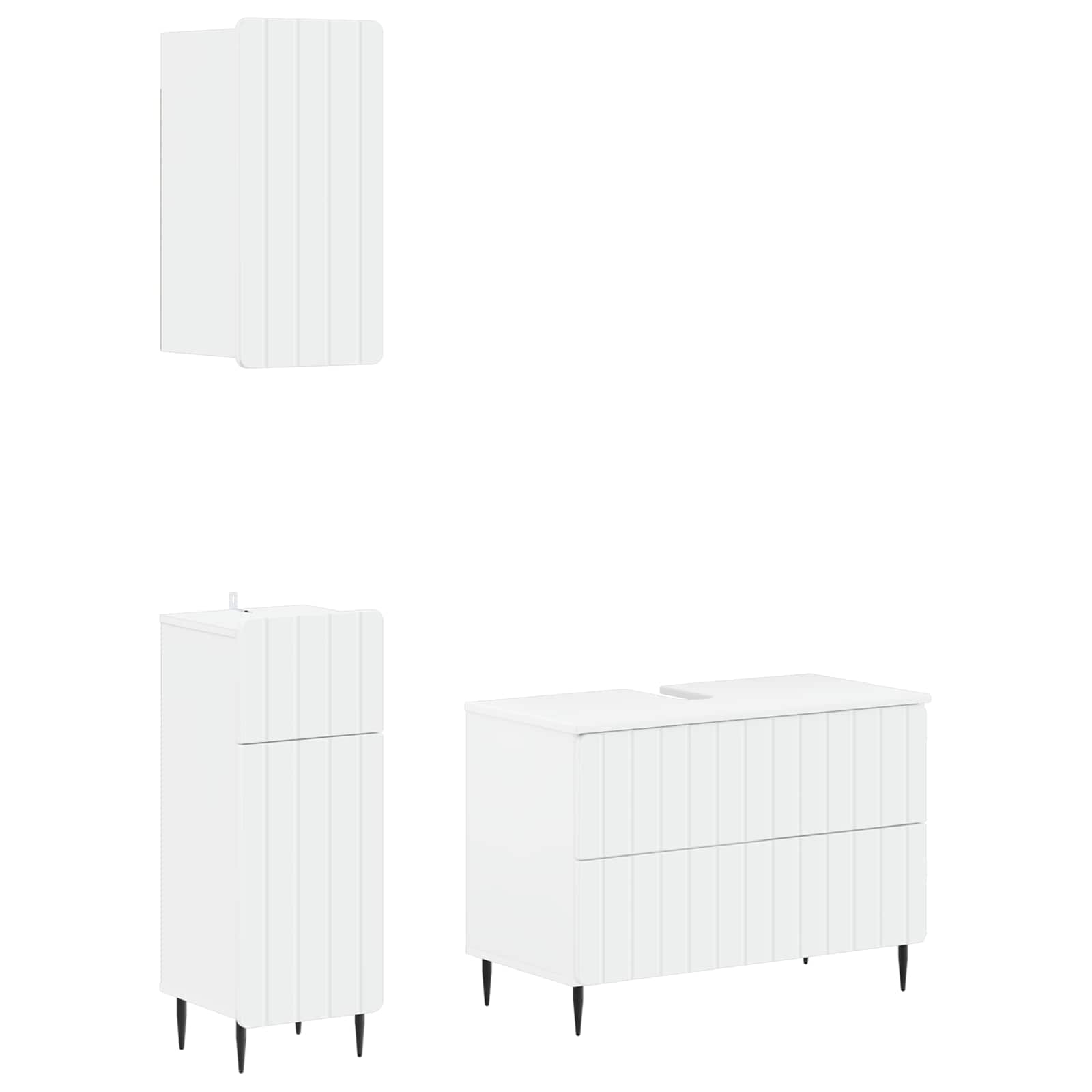 3 Piece Bathroom Cabinet Set ZWOLLE White Engineered Wood