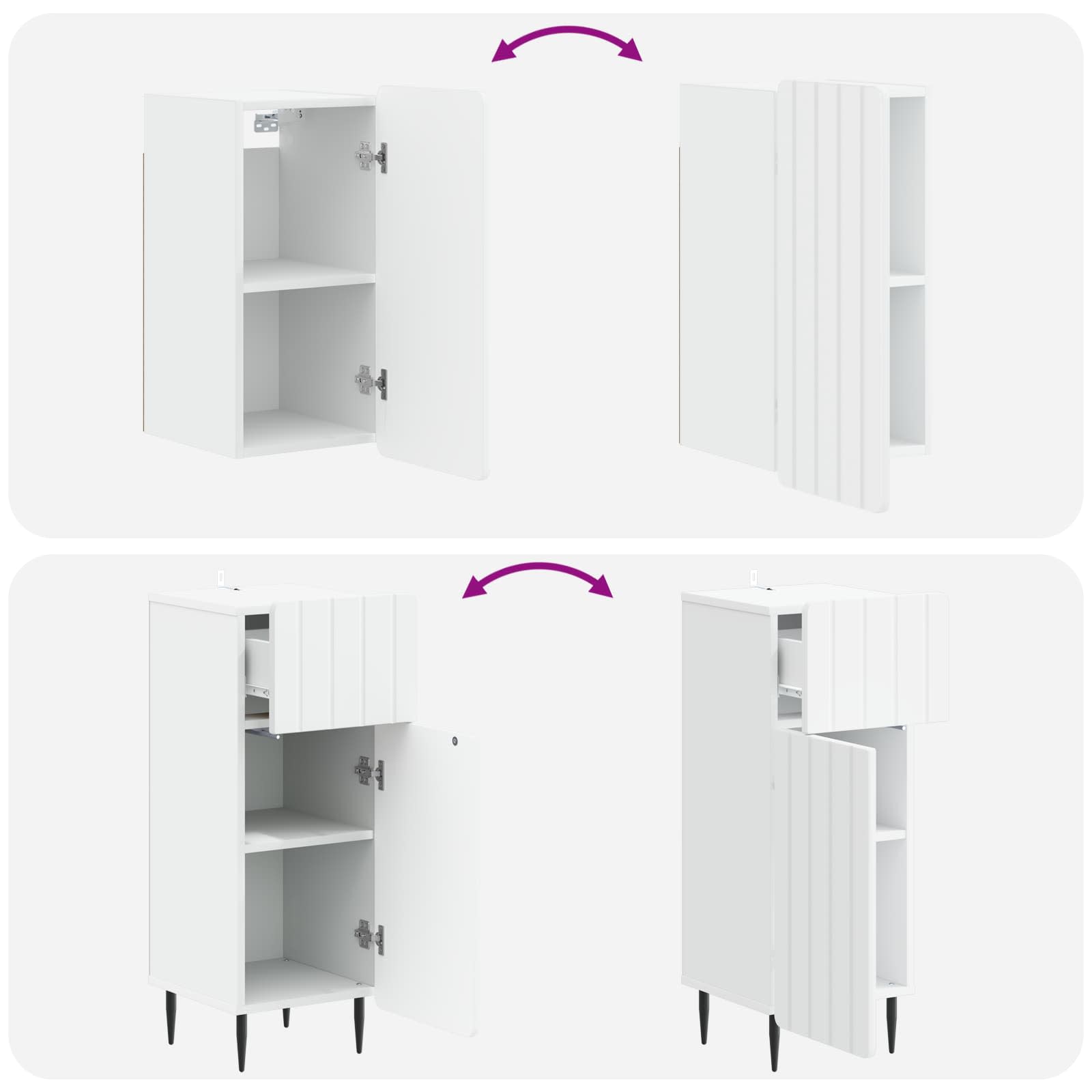 3 Piece Bathroom Cabinet Set ZWOLLE White Engineered Wood