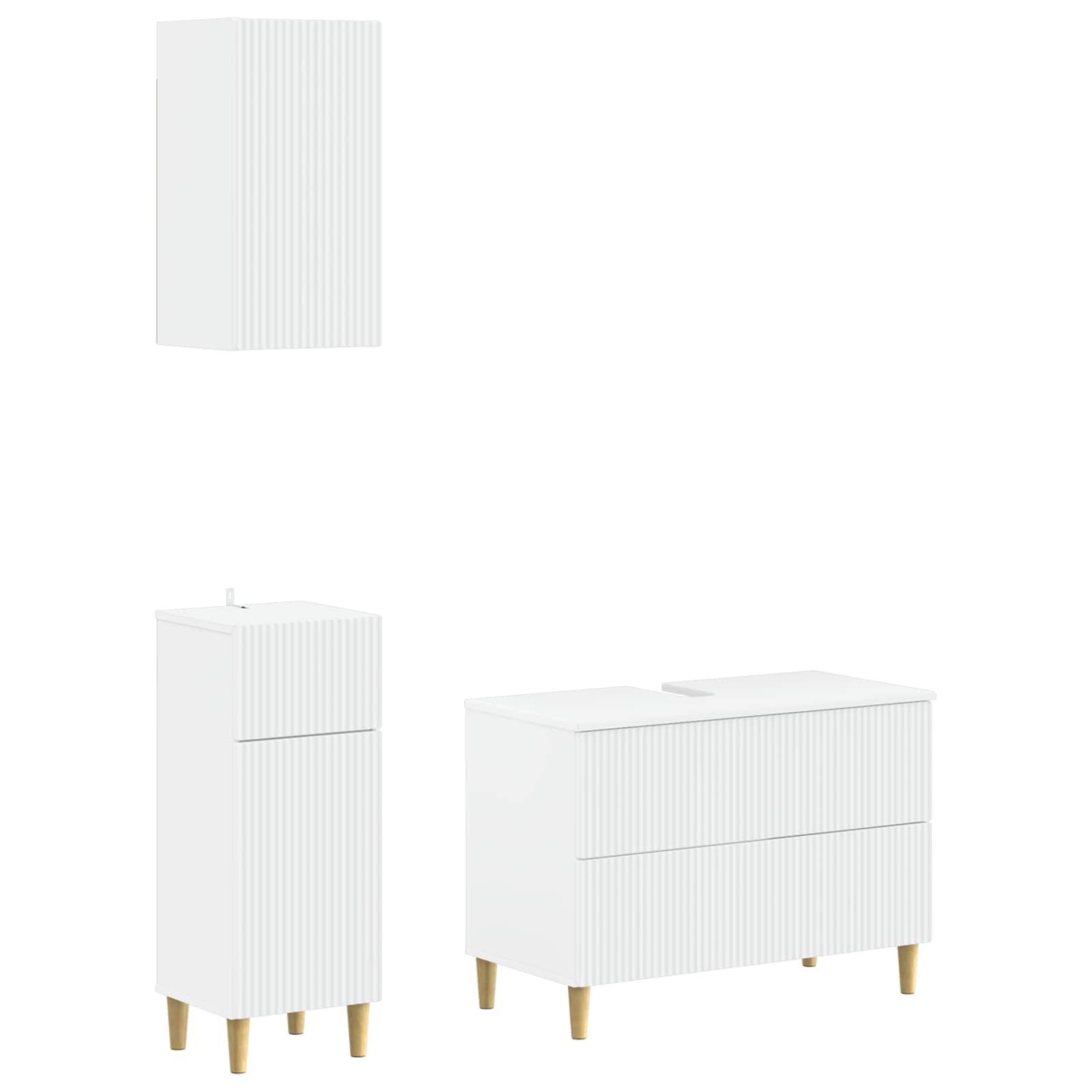 3 Piece Bathroom Cabinet Set ARNHEM White Engineered Wood