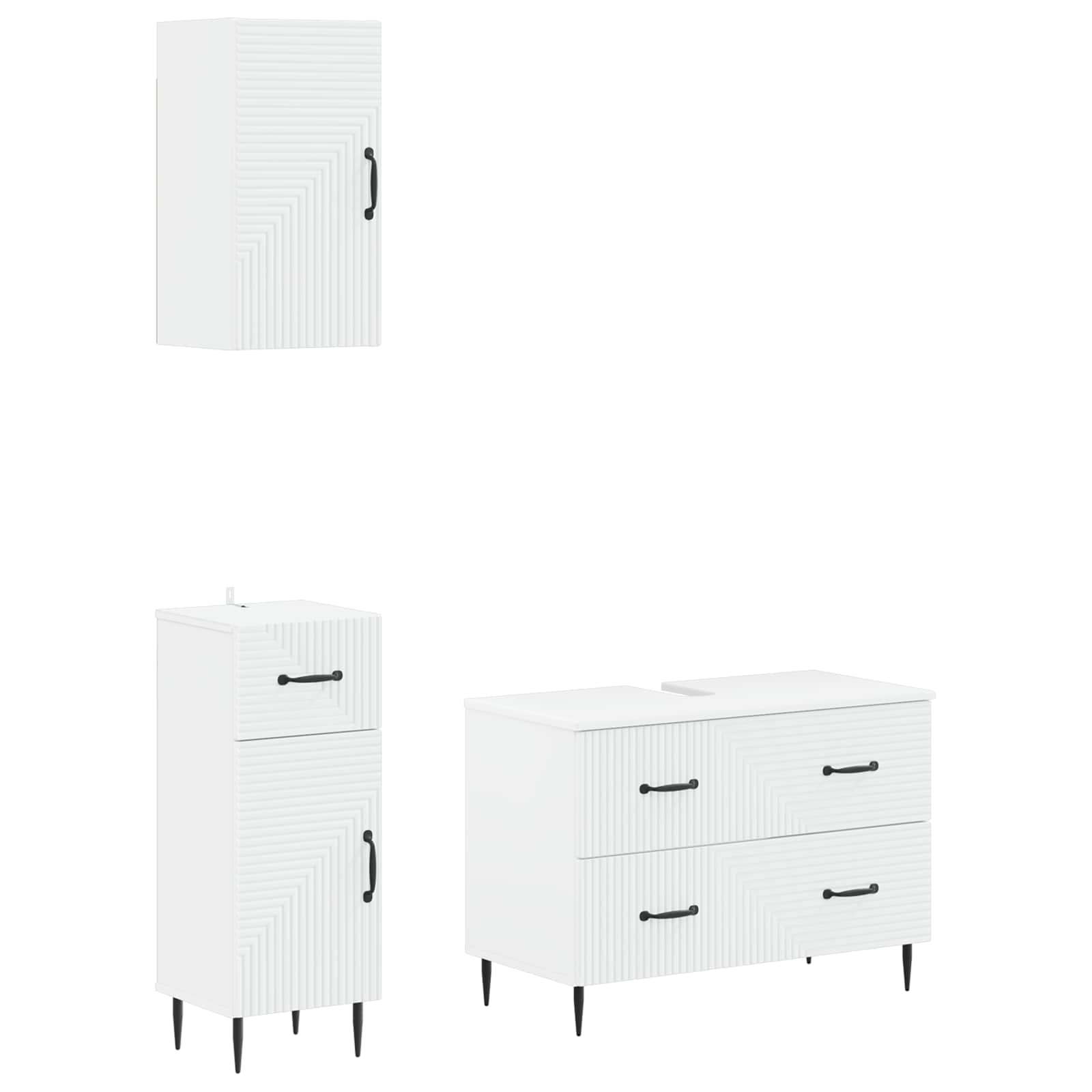 3 Piece Bathroom Cabinet Set HAARLEM White Engineered Wood