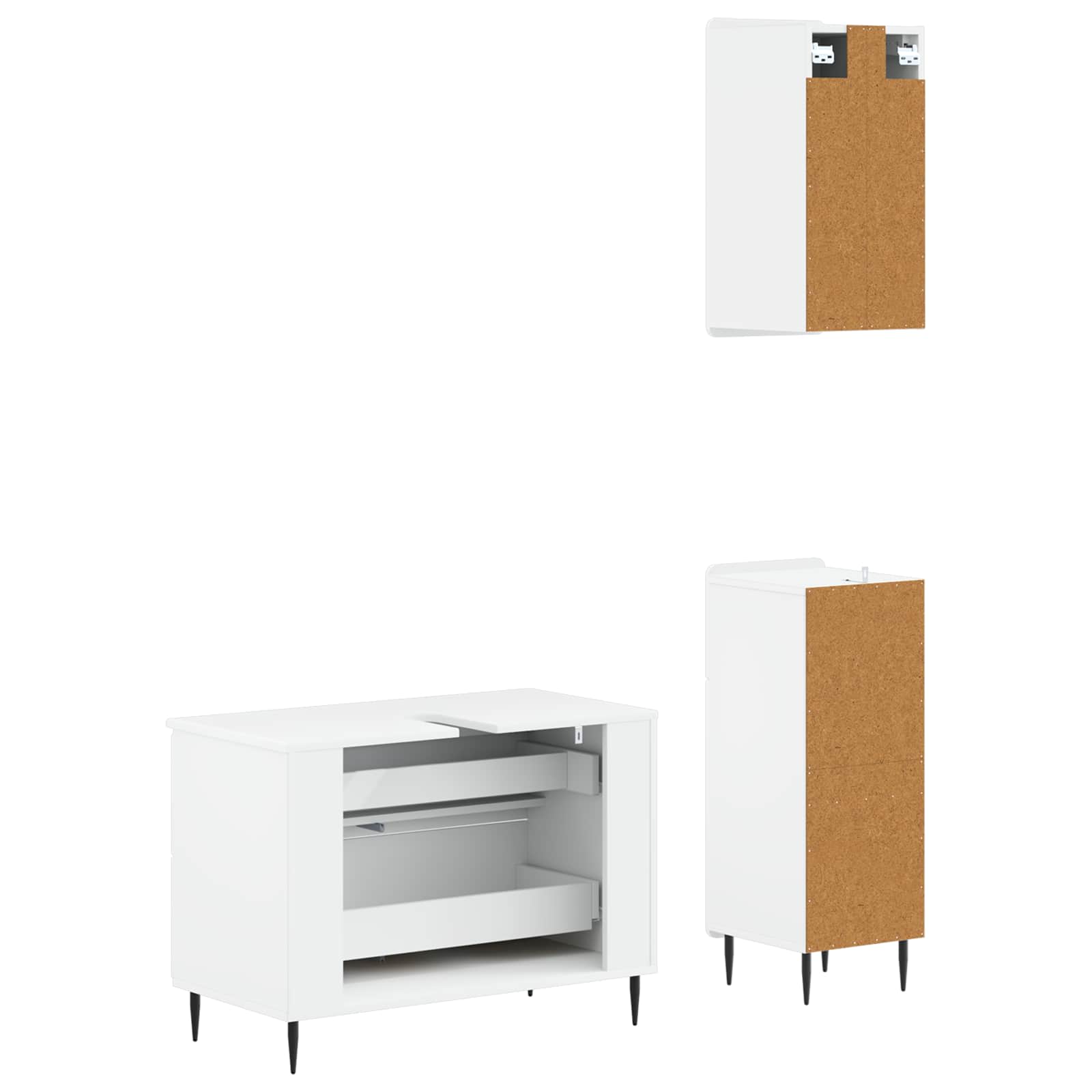 3 Piece Bathroom Cabinet Set HAARLEM White Engineered Wood