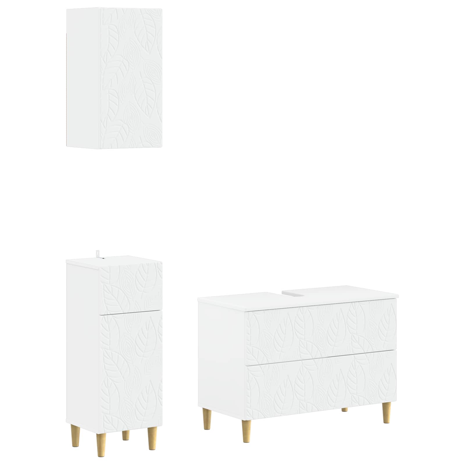 3 Piece Bathroom Cabinet Set DELFT White Engineered Wood