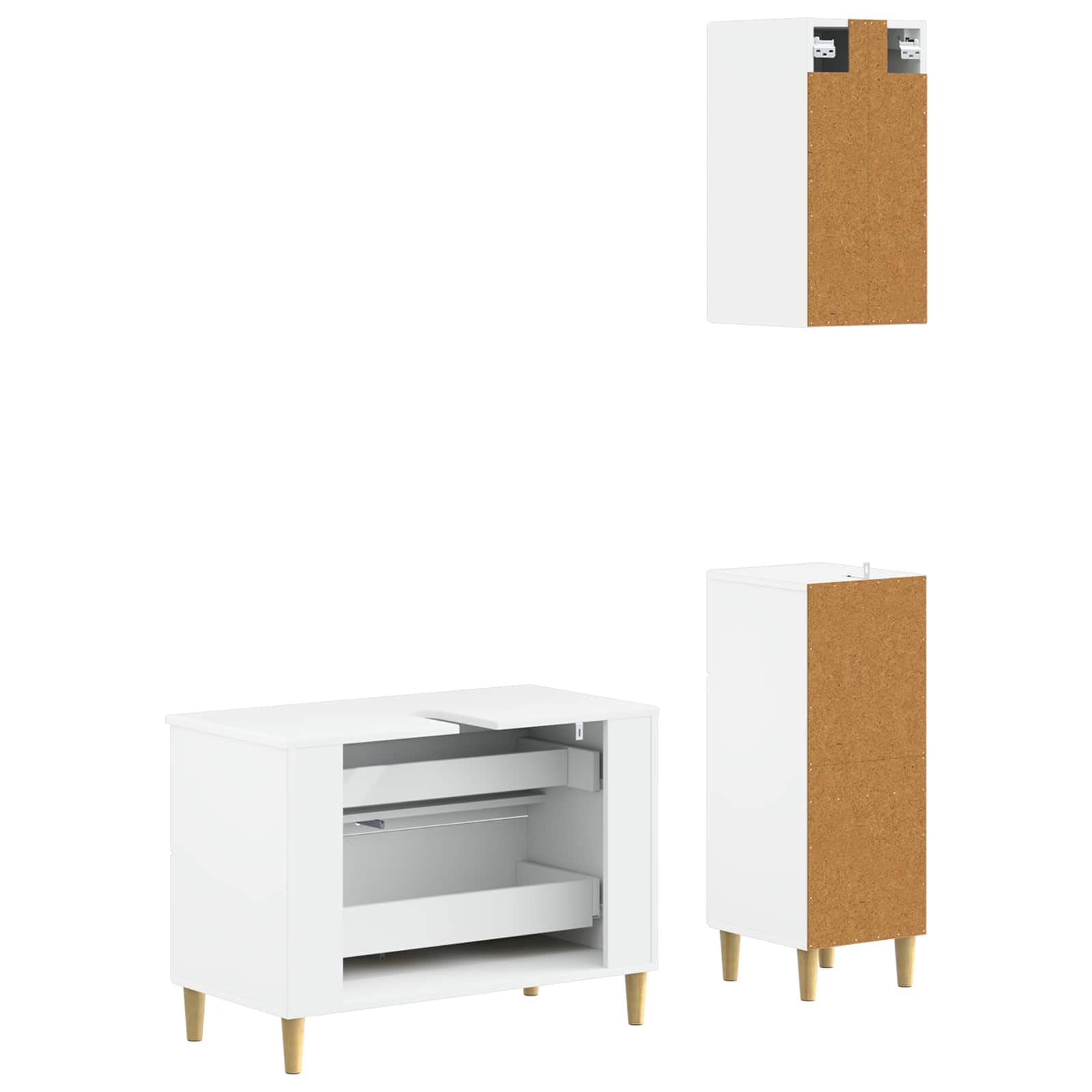3 Piece Bathroom Cabinet Set DELFT White Engineered Wood