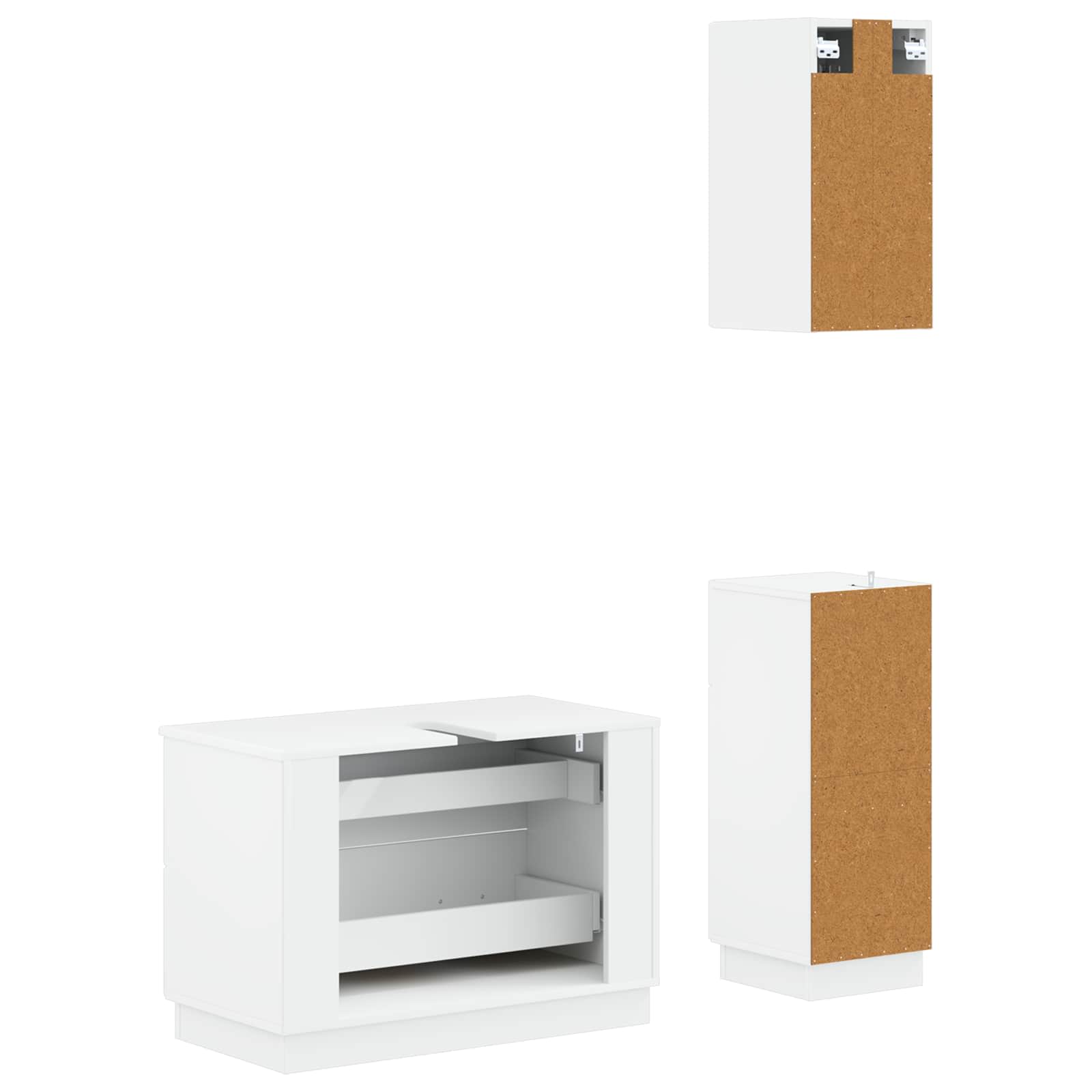 3 Piece Bathroom Cabinet Set HOORN White Engineered Wood