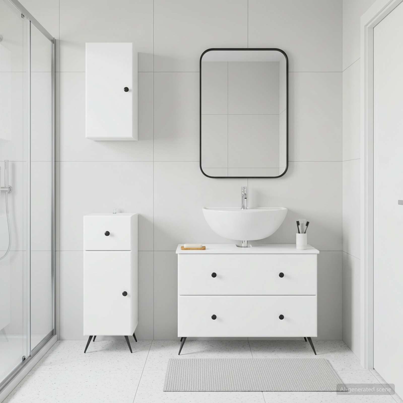 3 Piece Bathroom Cabinet Set BREDA White Engineered Wood