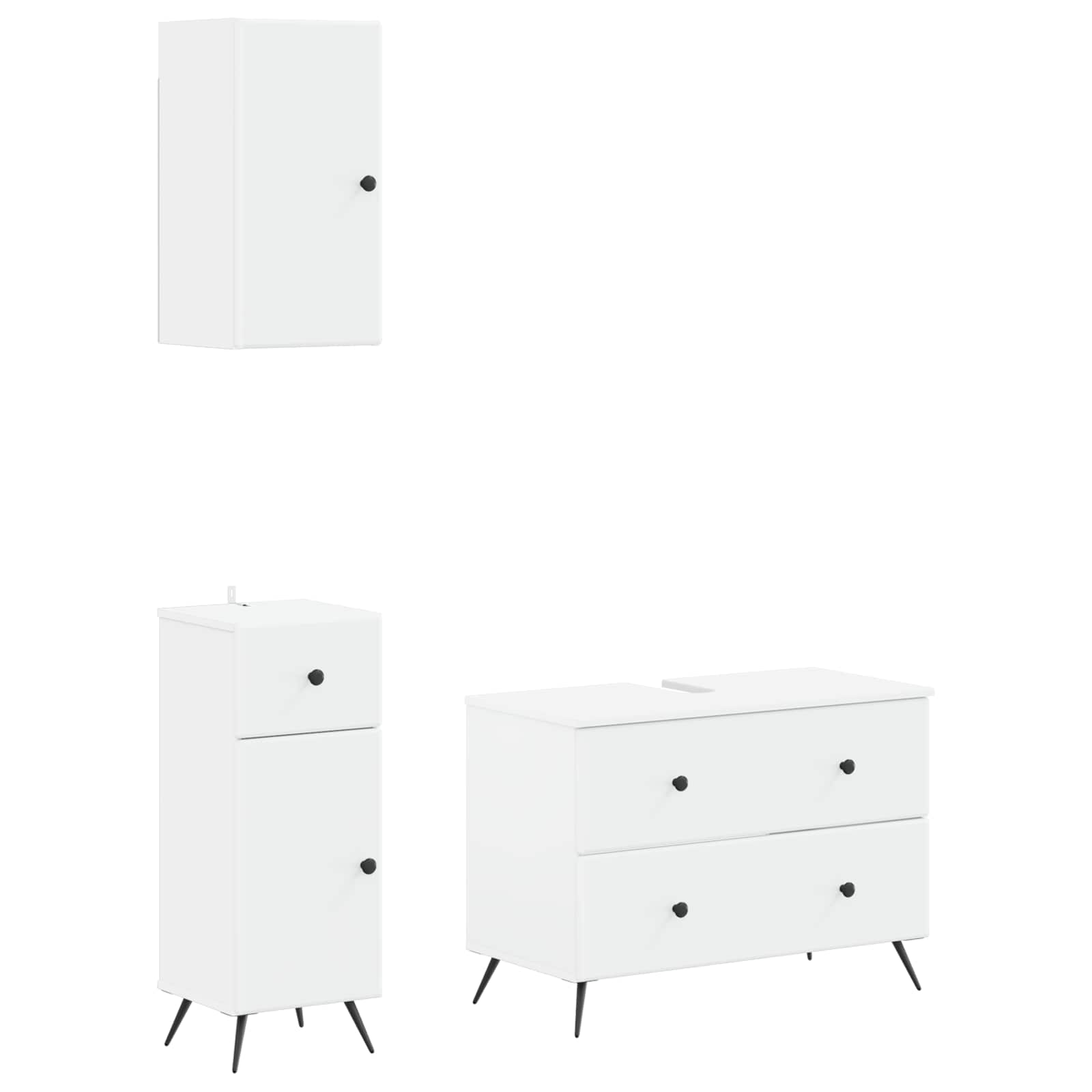 3 Piece Bathroom Cabinet Set BREDA White Engineered Wood
