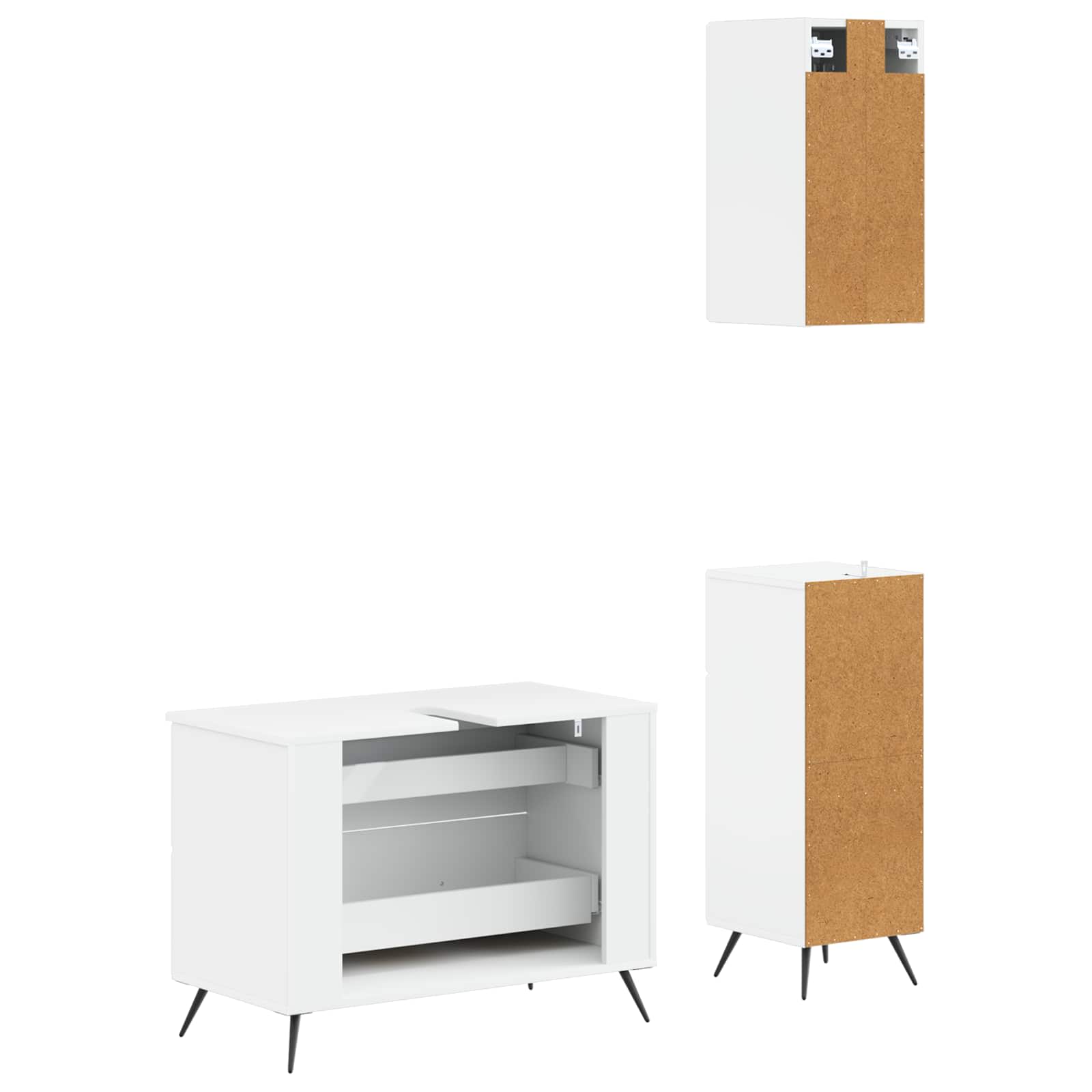 3 Piece Bathroom Cabinet Set BREDA White Engineered Wood