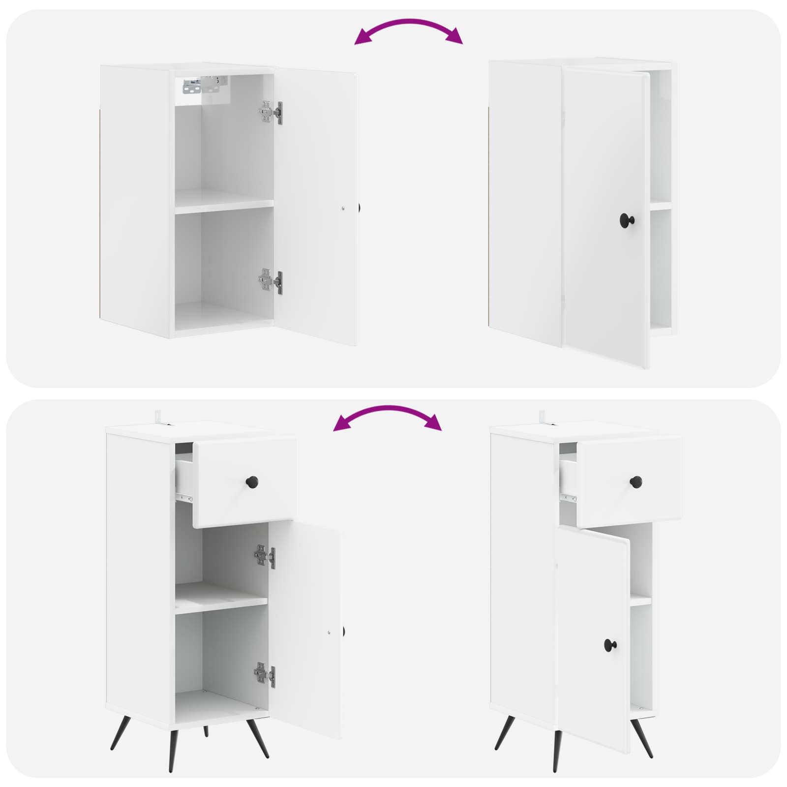 3 Piece Bathroom Cabinet Set BREDA White Engineered Wood