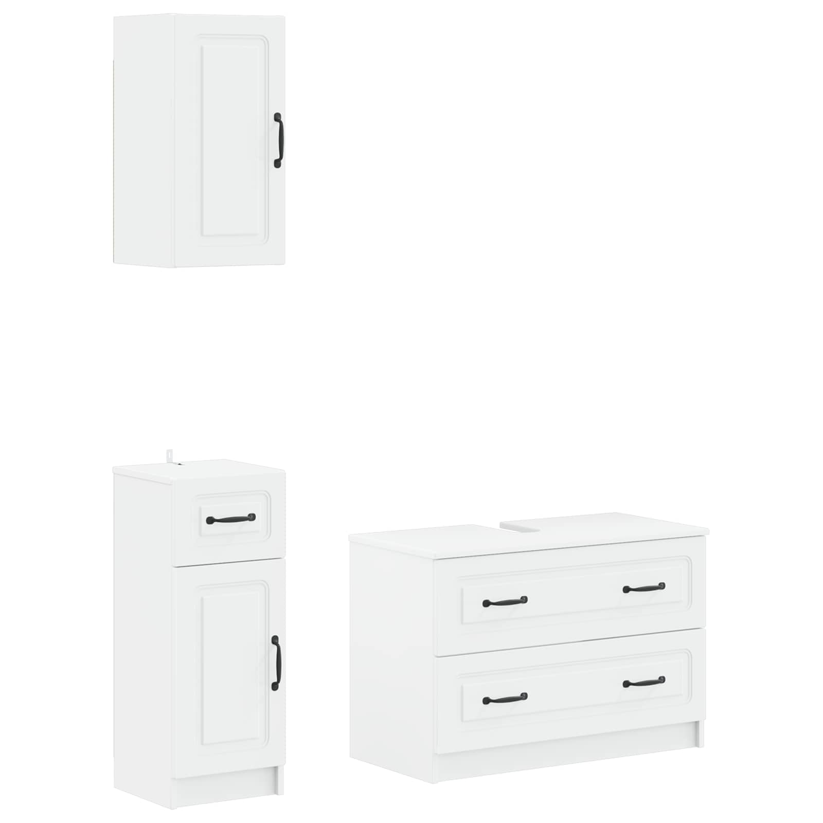 3 Piece Bathroom Cabinet Set UTRECHT White Engineered Wood