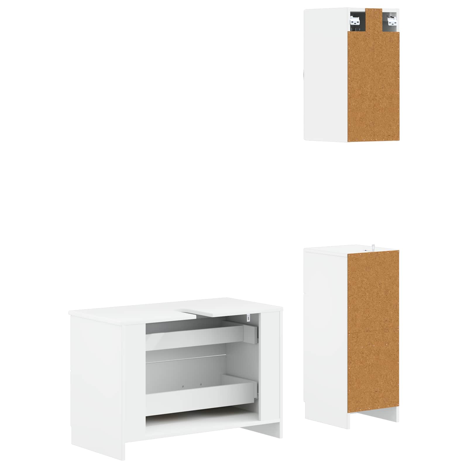 3 Piece Bathroom Cabinet Set UTRECHT White Engineered Wood