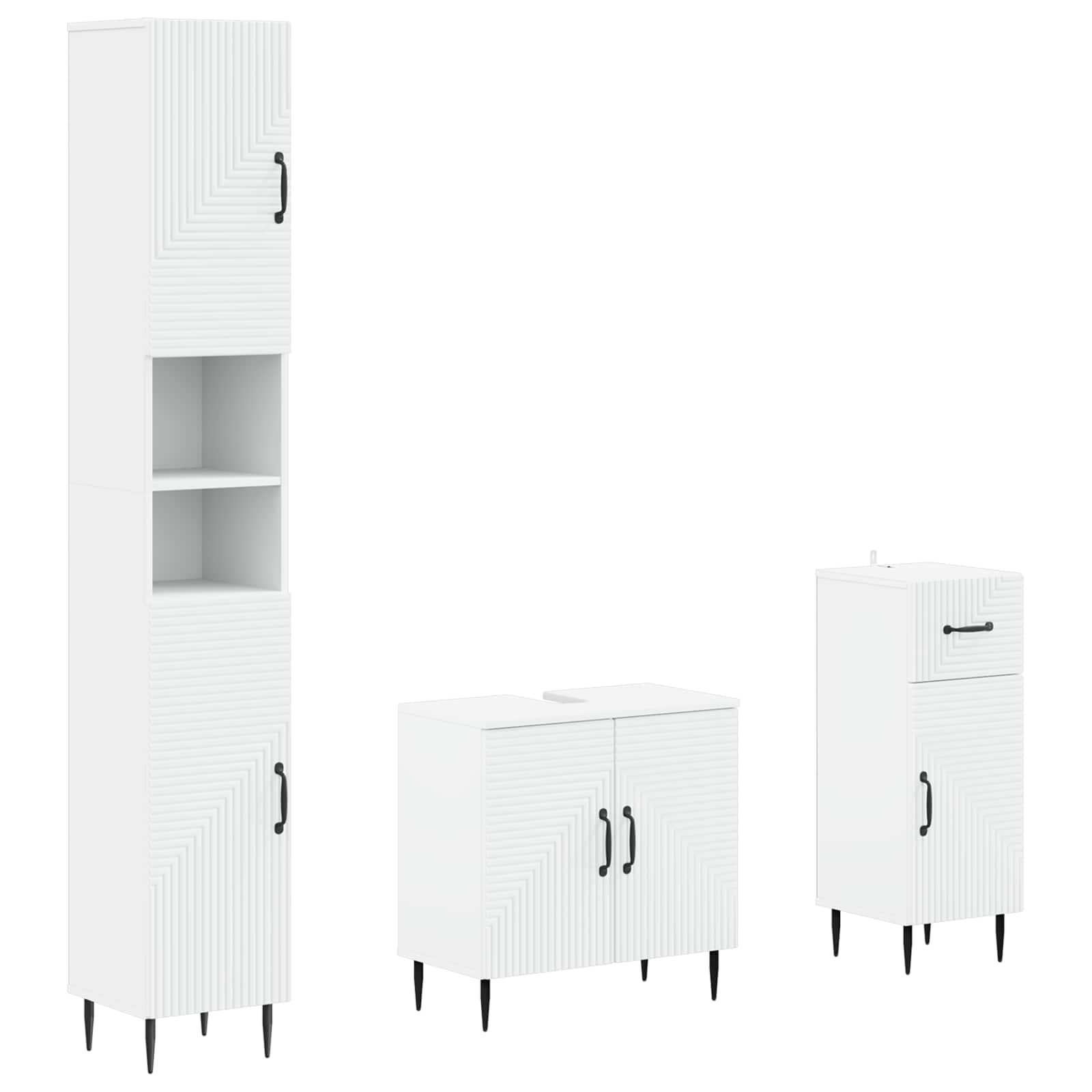 3 Piece Bathroom Cabinet Set HAARLEM Engineered Wood