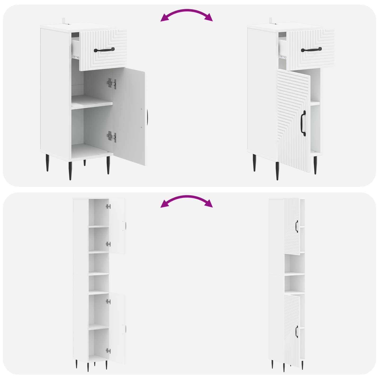 3 Piece Bathroom Cabinet Set HAARLEM Engineered Wood