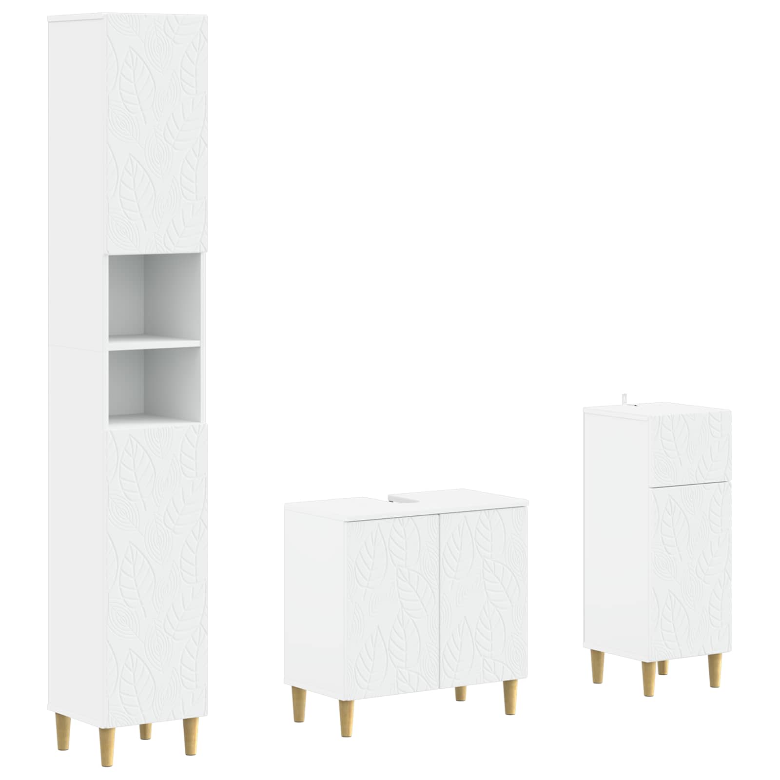 3 Piece Bathroom Cabinet Set DELFT Engineered Wood