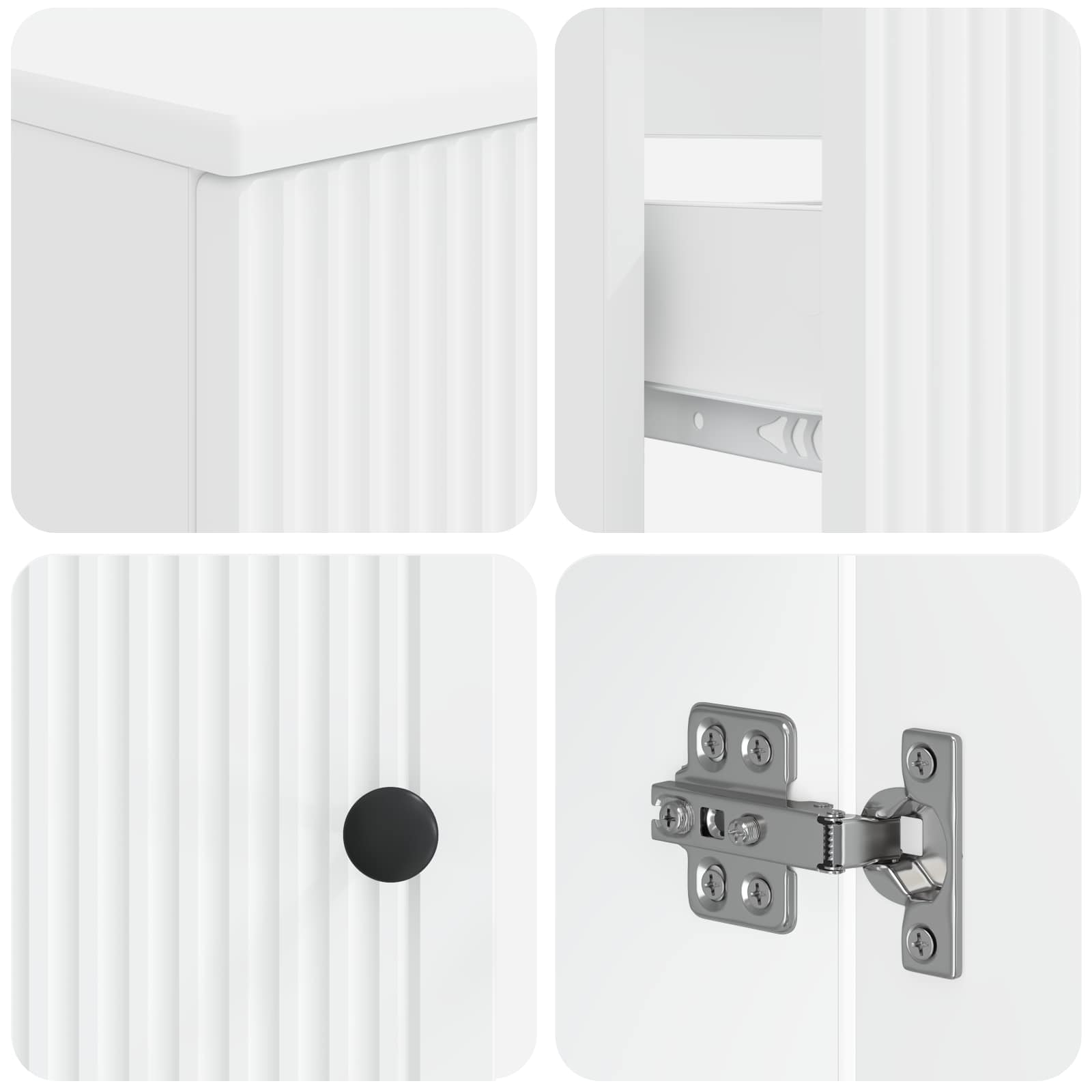 4 Piece Bathroom Cabinet Set EDE White Engineered Wood
