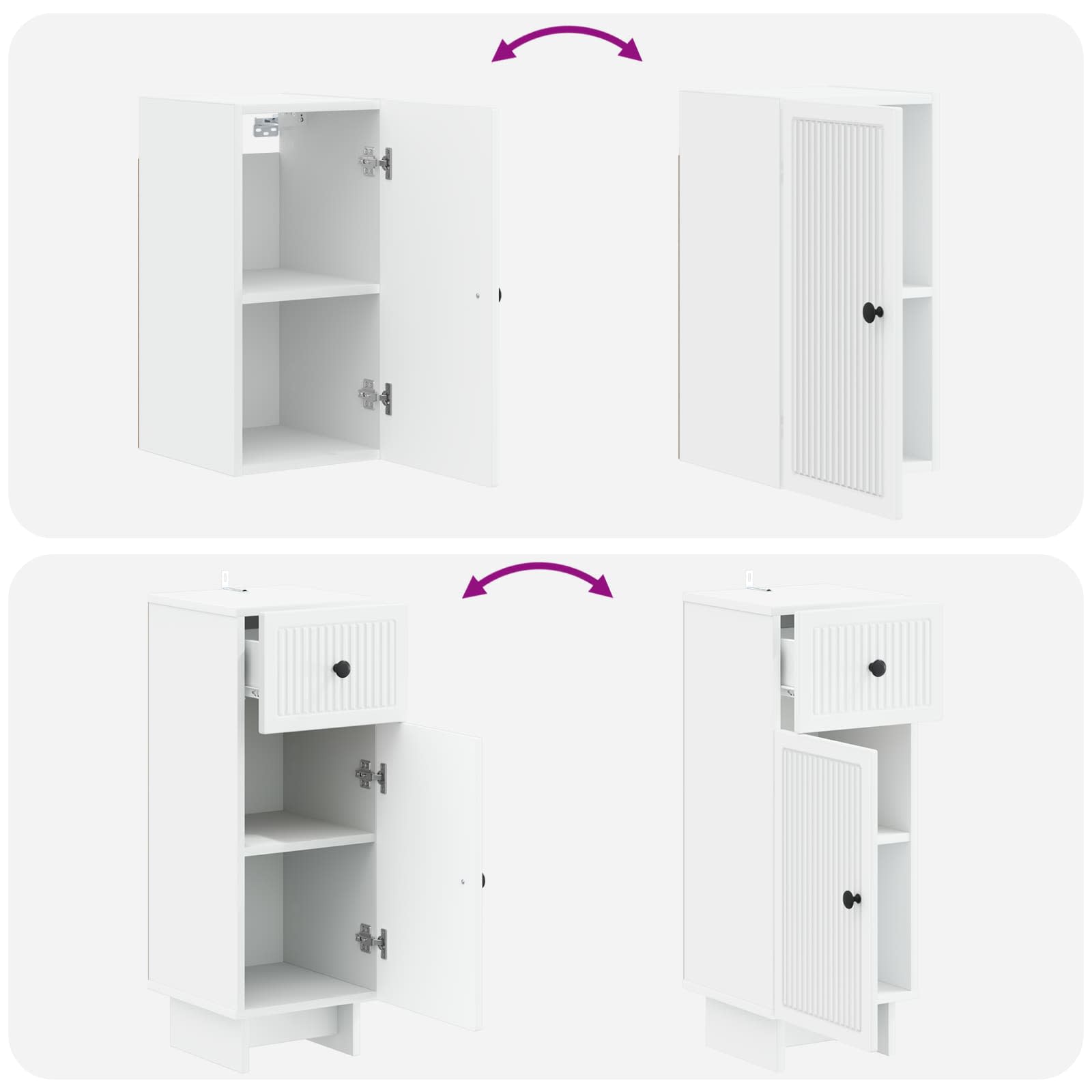4 Piece Bathroom Cabinet Set EDE White Engineered Wood