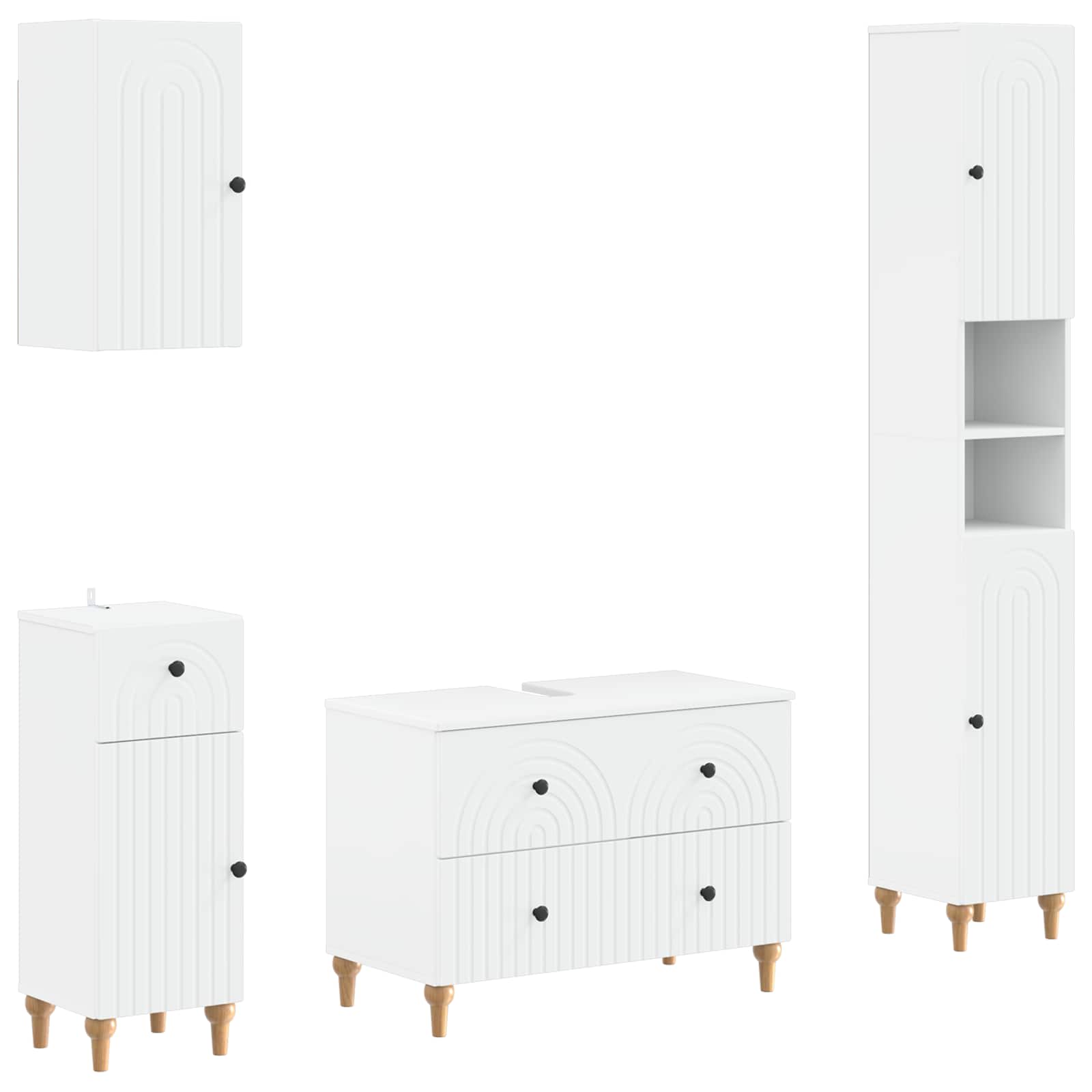 4 Piece Bathroom Cabinet Set ALKMAAR White Engineered Wood