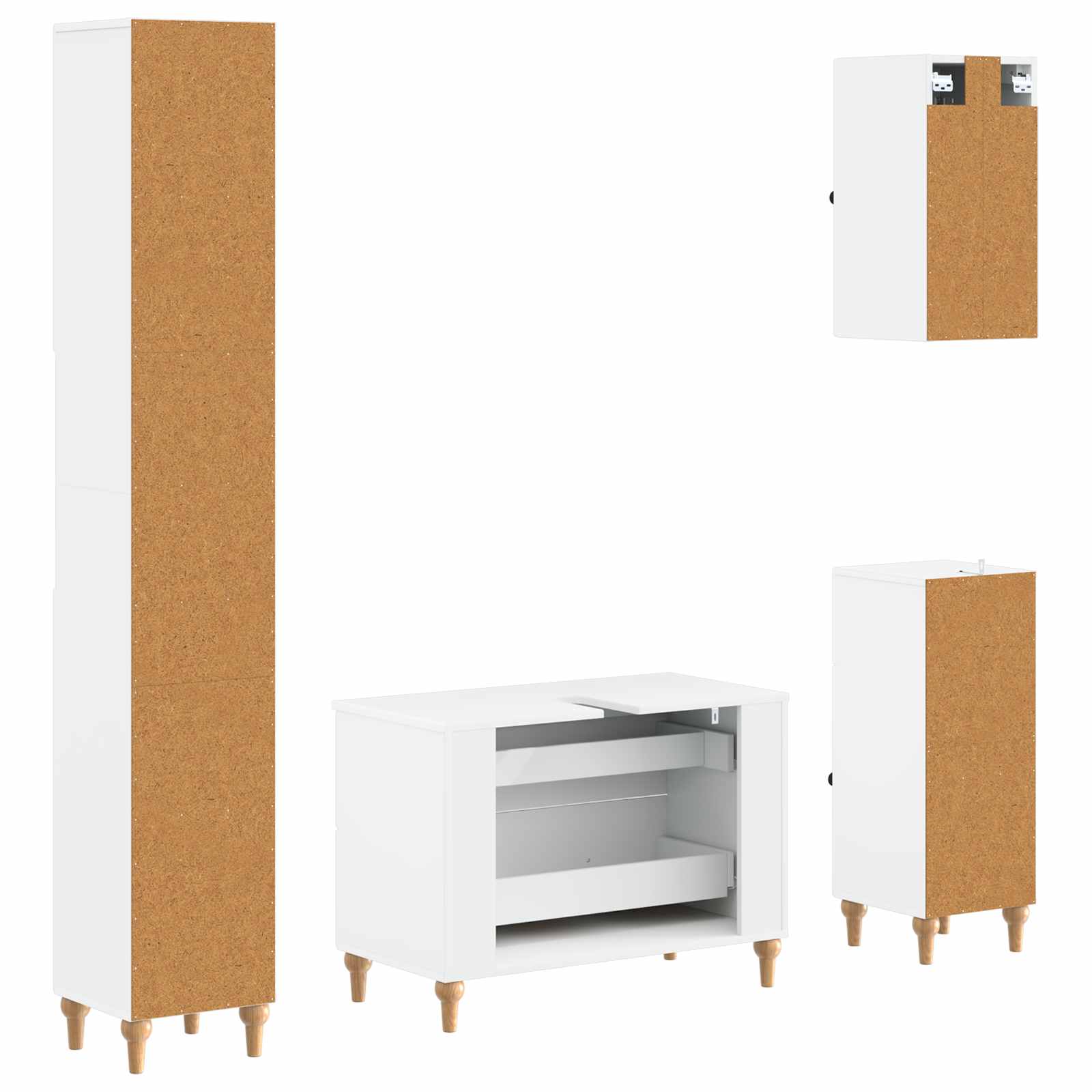 4 Piece Bathroom Cabinet Set ALKMAAR White Engineered Wood