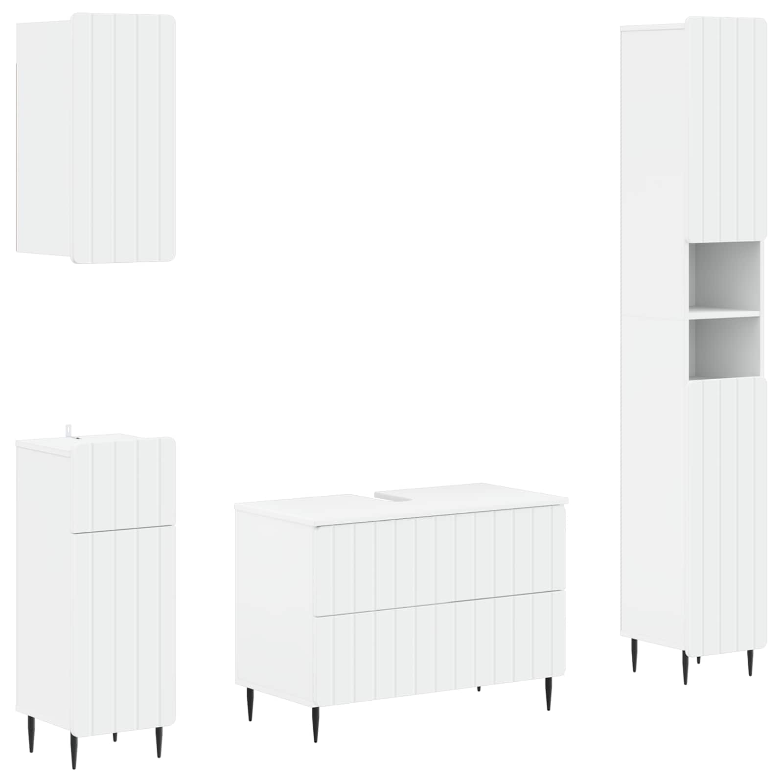 4 Piece Bathroom Cabinet Set ZWOLLE White Engineered Wood
