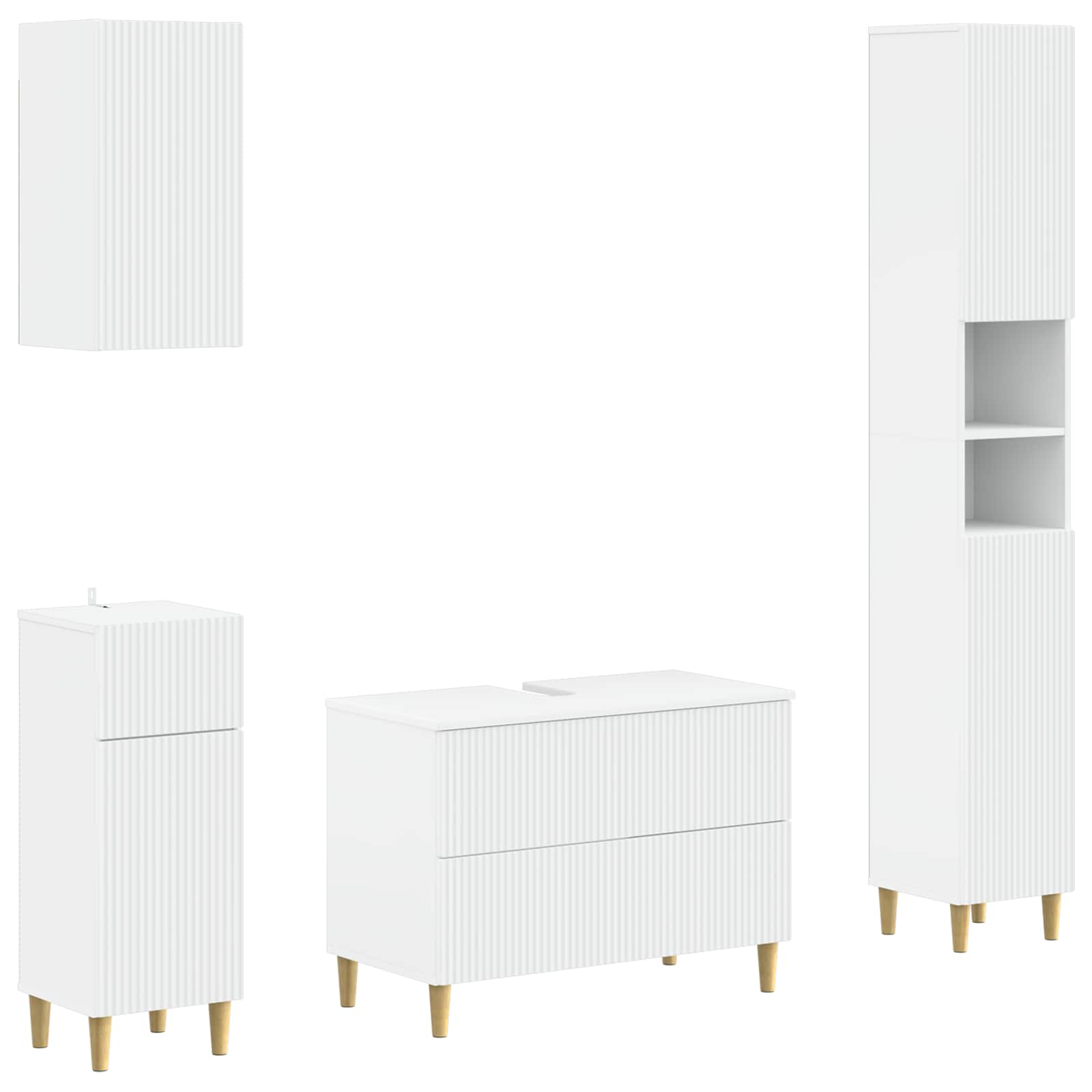 4 Piece Bathroom Cabinet Set ARNHEM White Engineered Wood