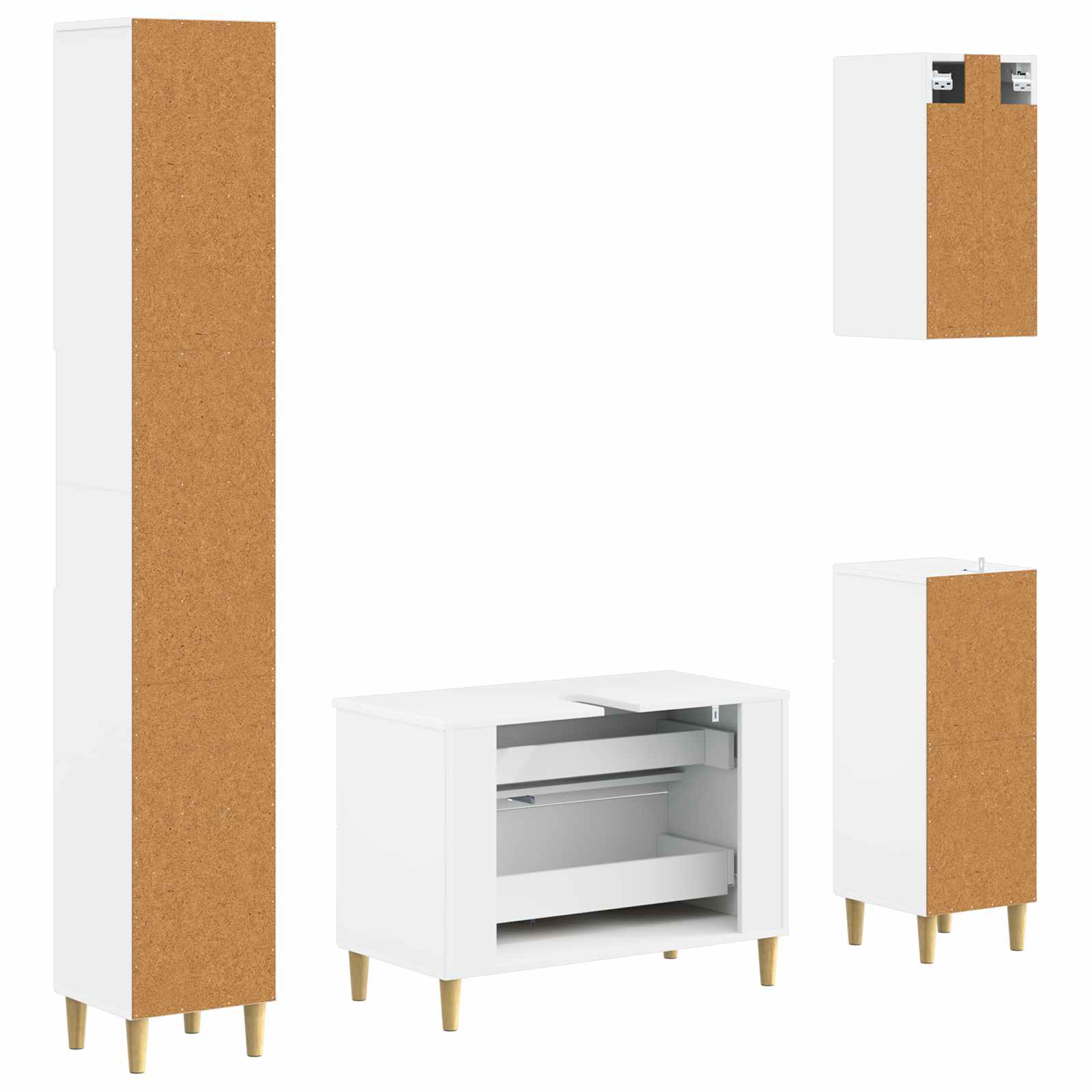 4 Piece Bathroom Cabinet Set ARNHEM White Engineered Wood
