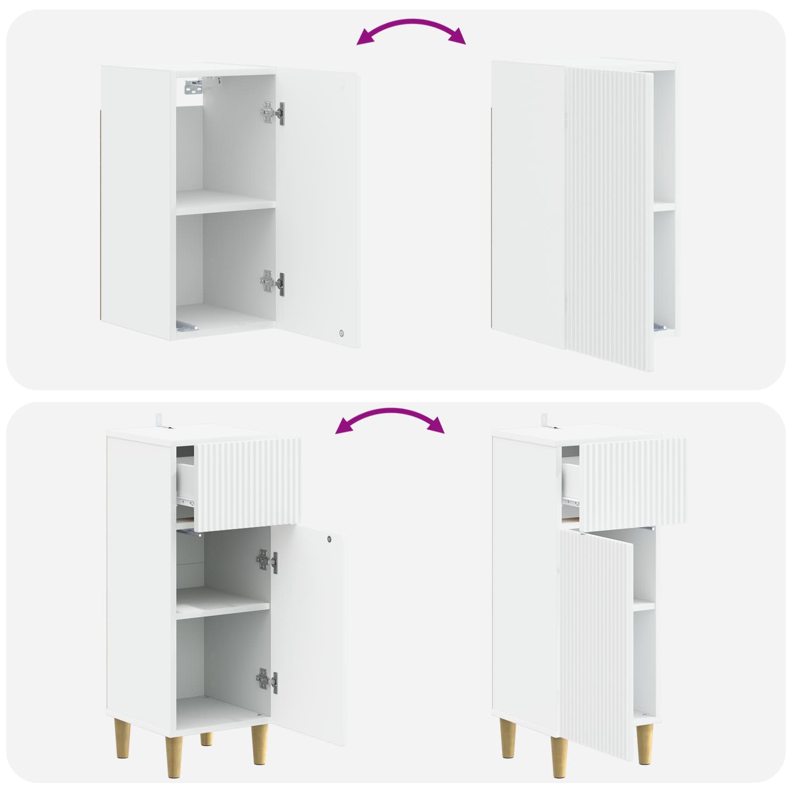 4 Piece Bathroom Cabinet Set ARNHEM White Engineered Wood