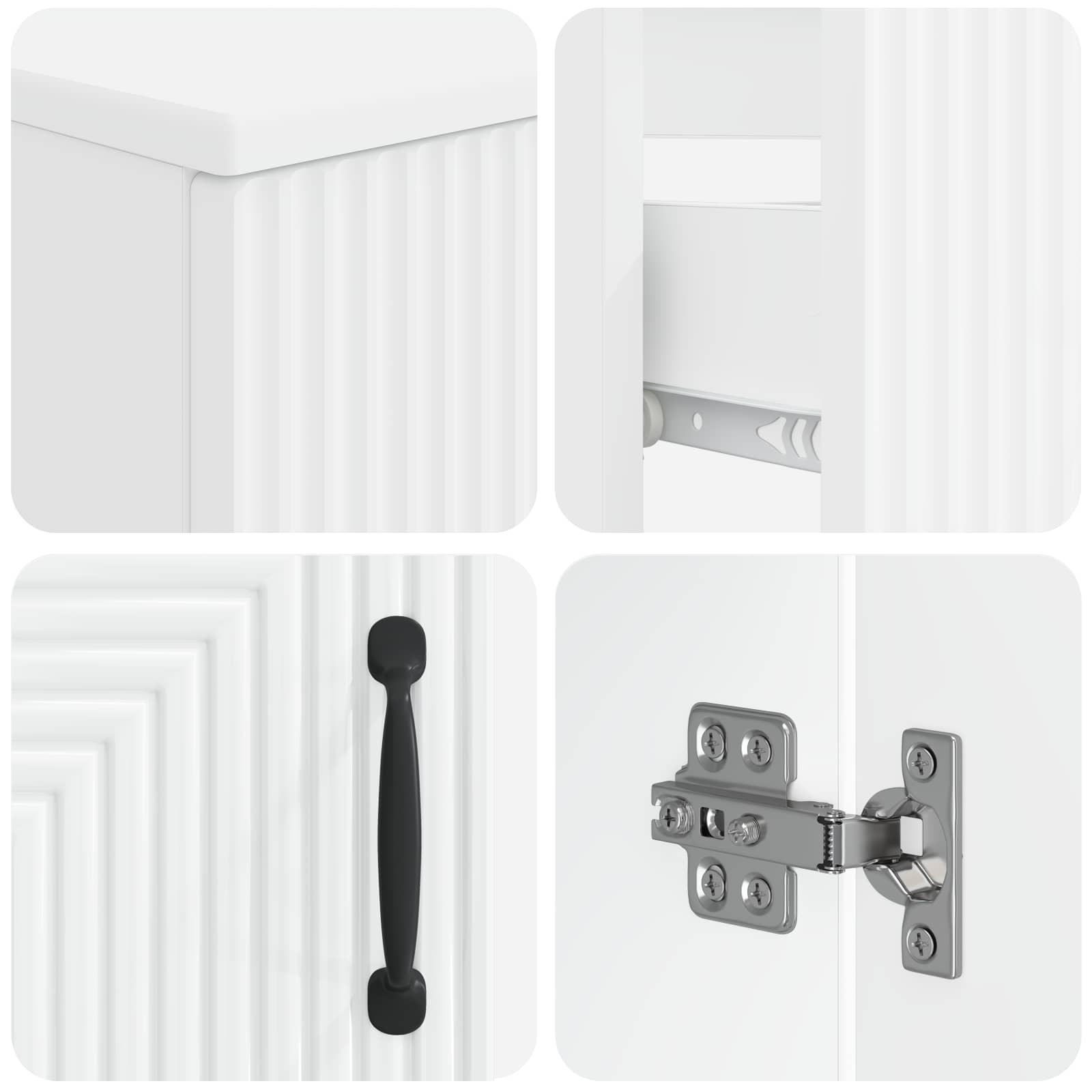 4 Piece Bathroom Cabinet Set HAARLEM White Engineered Wood