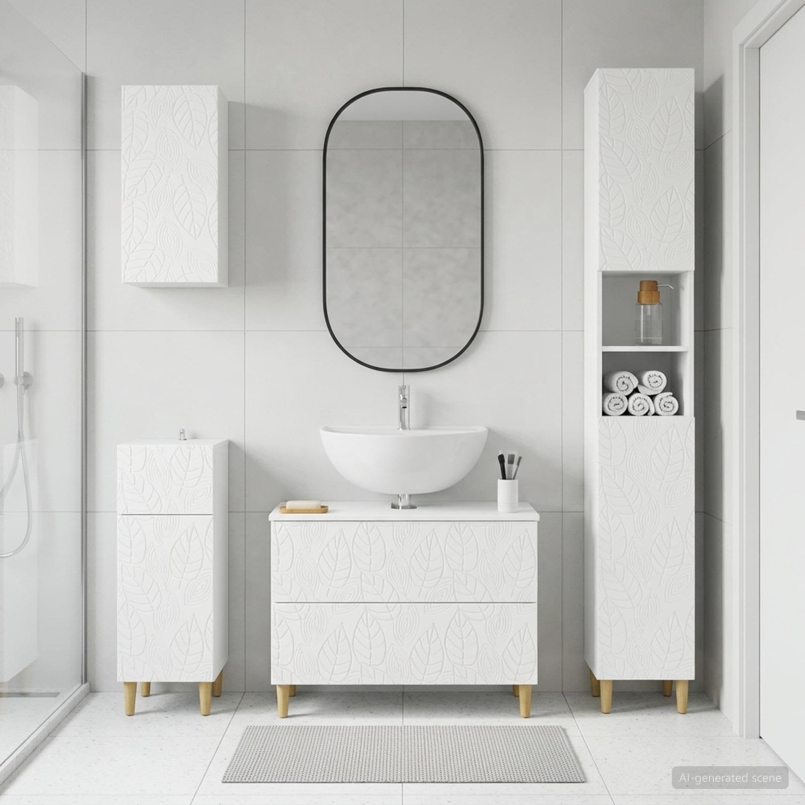 4 Piece Bathroom Cabinet Set DELFT White Engineered Wood