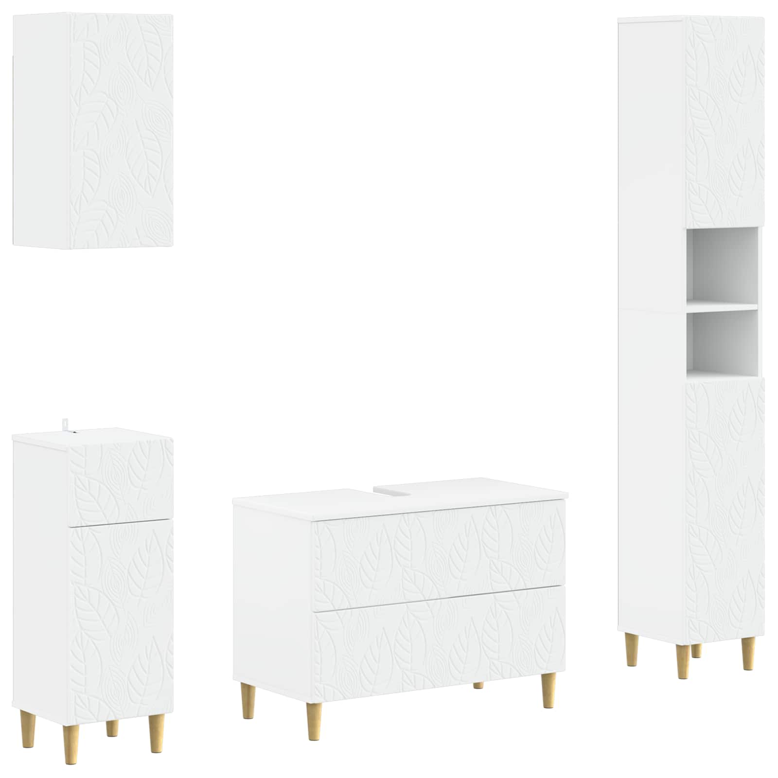 4 Piece Bathroom Cabinet Set DELFT White Engineered Wood