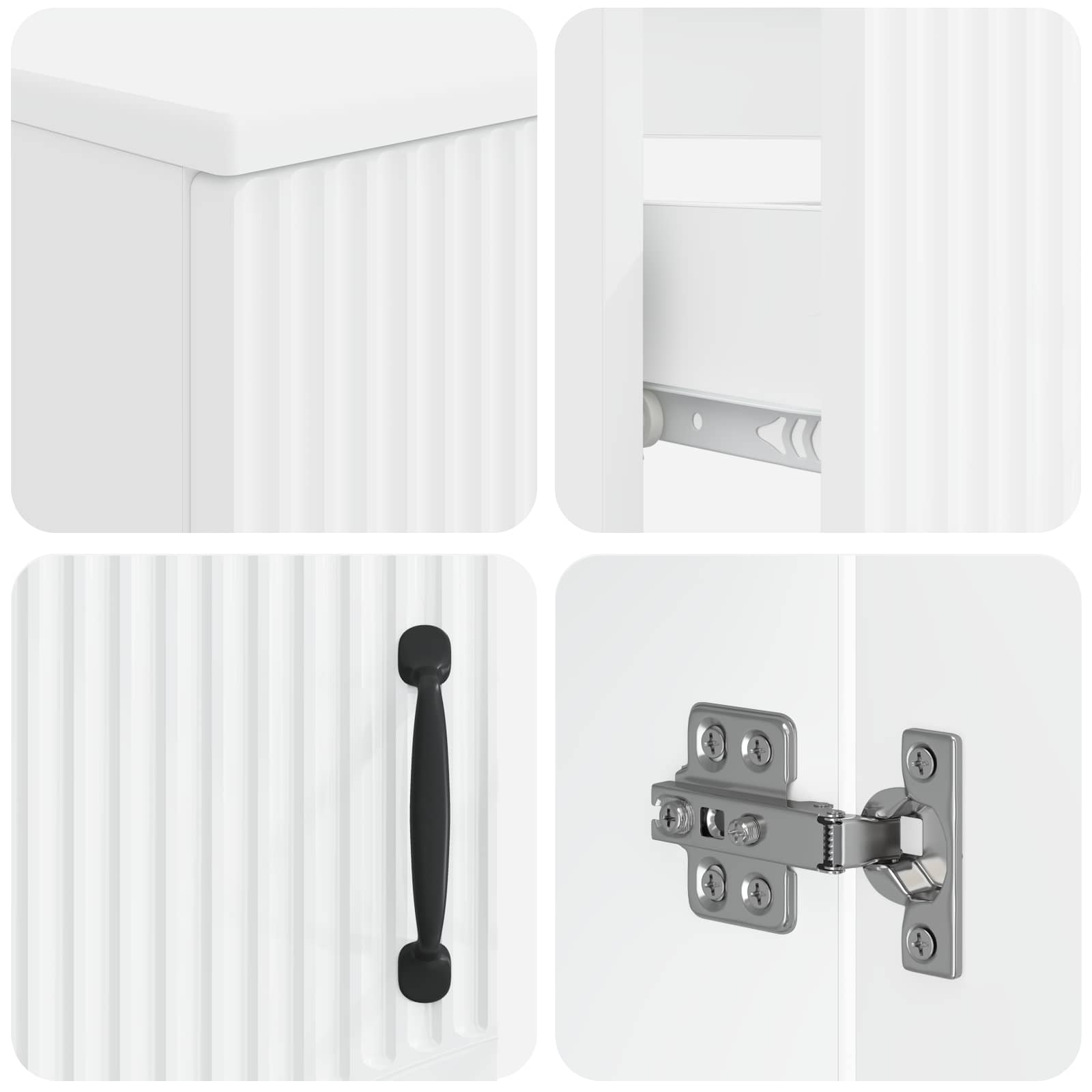 4 Piece Bathroom Cabinet Set HOORN White Engineered Wood