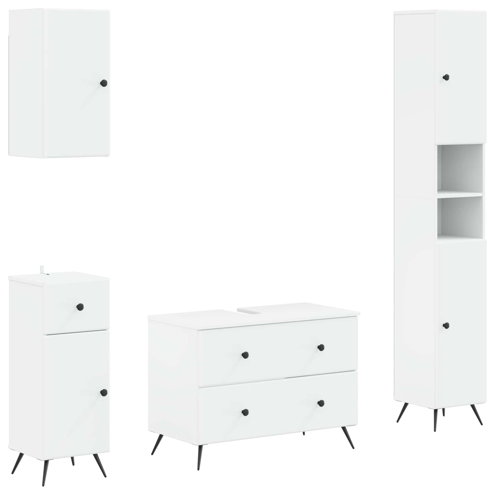 4 Piece Bathroom Cabinet Set BREDA White Engineered Wood