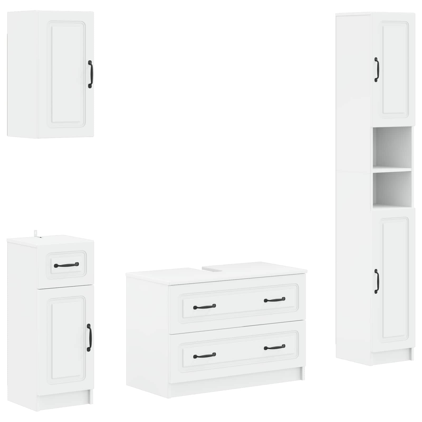 4 Piece Bathroom Cabinet Set UTRECHT White Engineered Wood