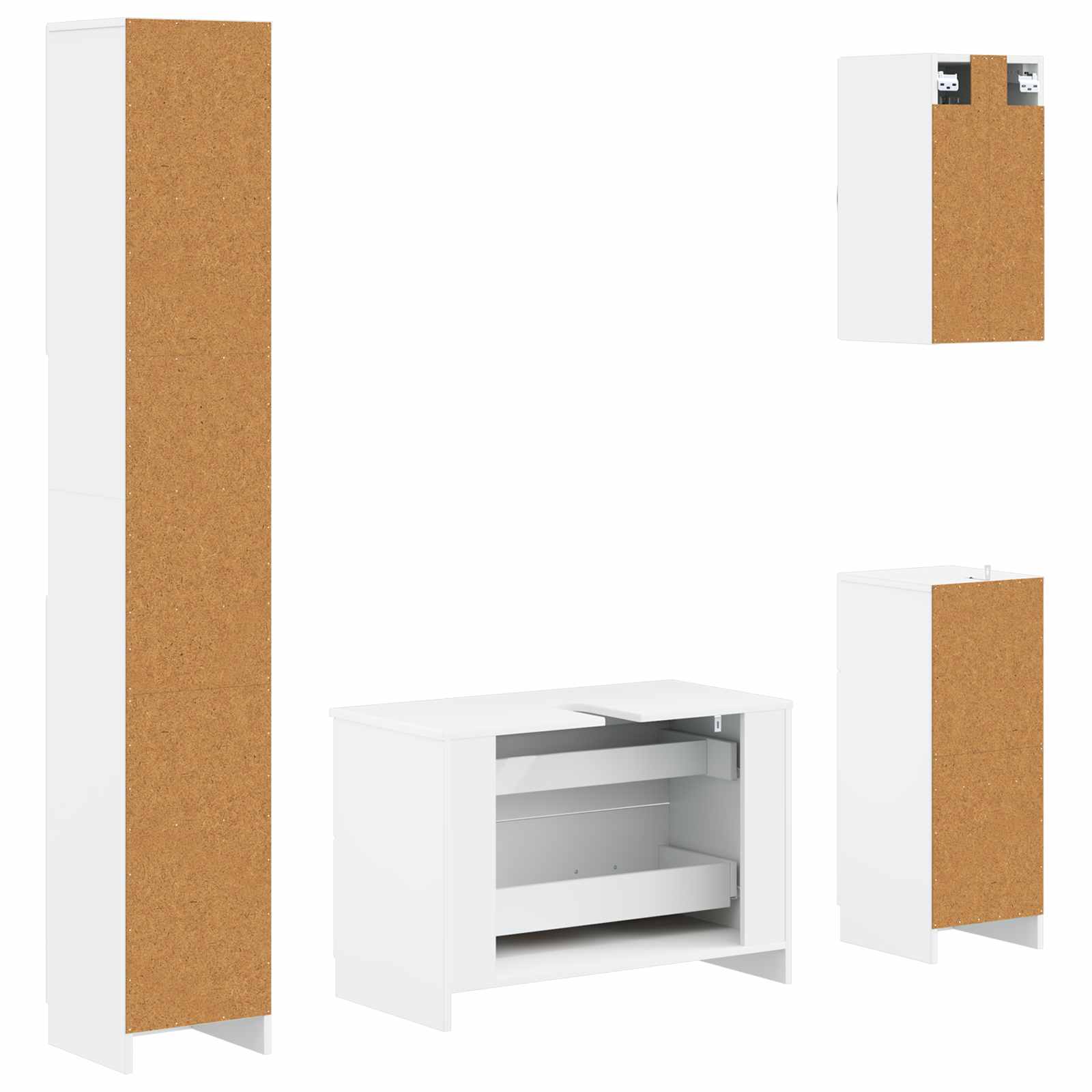 4 Piece Bathroom Cabinet Set UTRECHT White Engineered Wood
