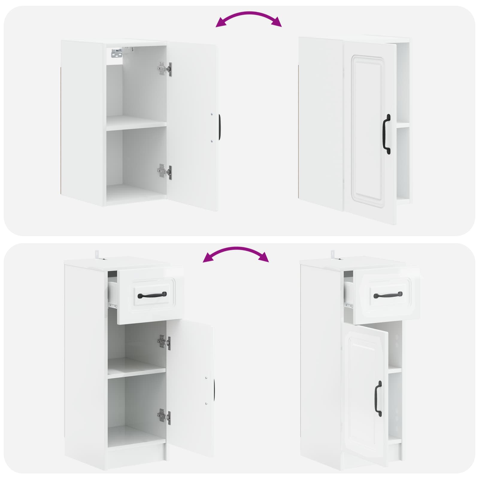 4 Piece Bathroom Cabinet Set UTRECHT White Engineered Wood