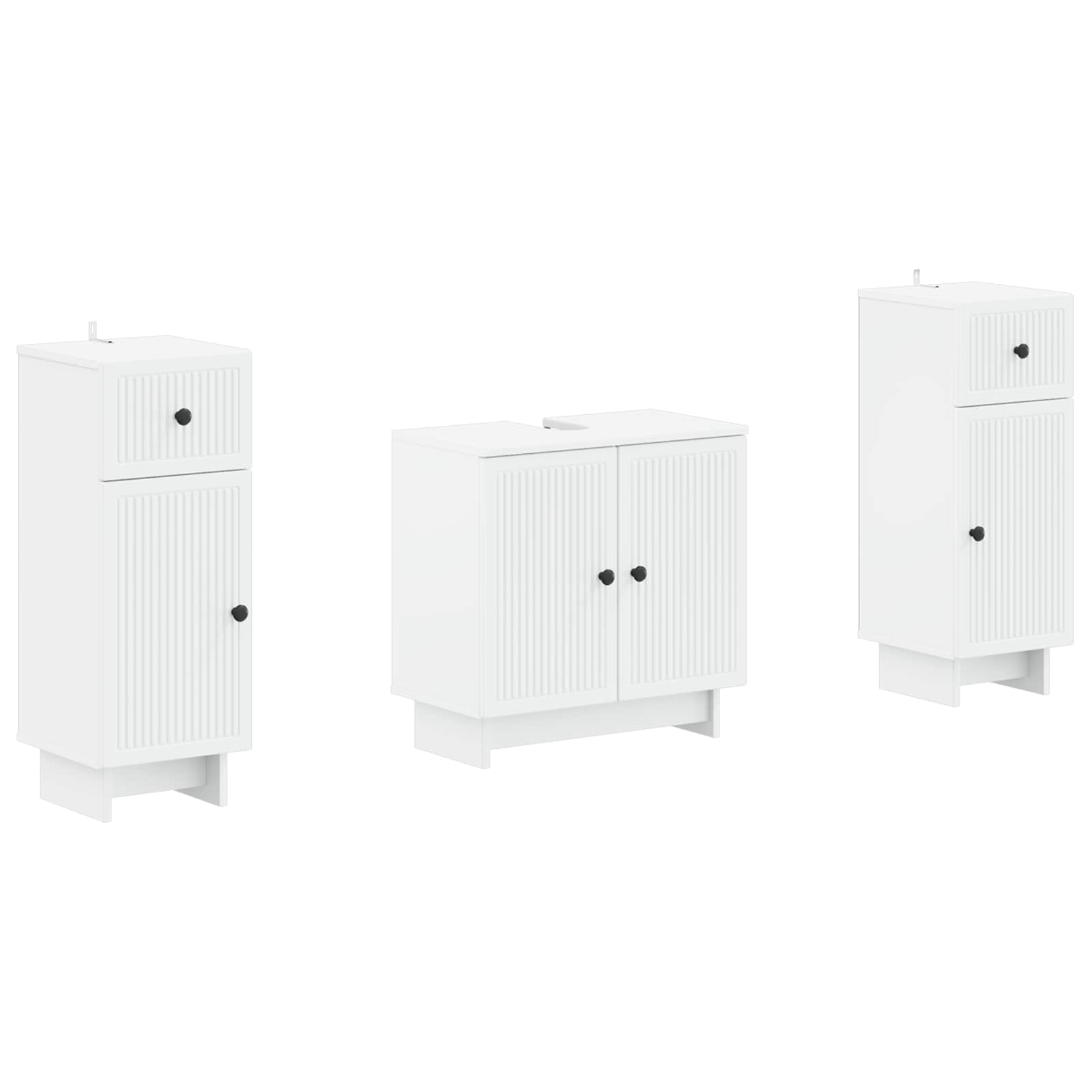 2 Piece Bathroom Cabinet Set EDE White Engineered Wood