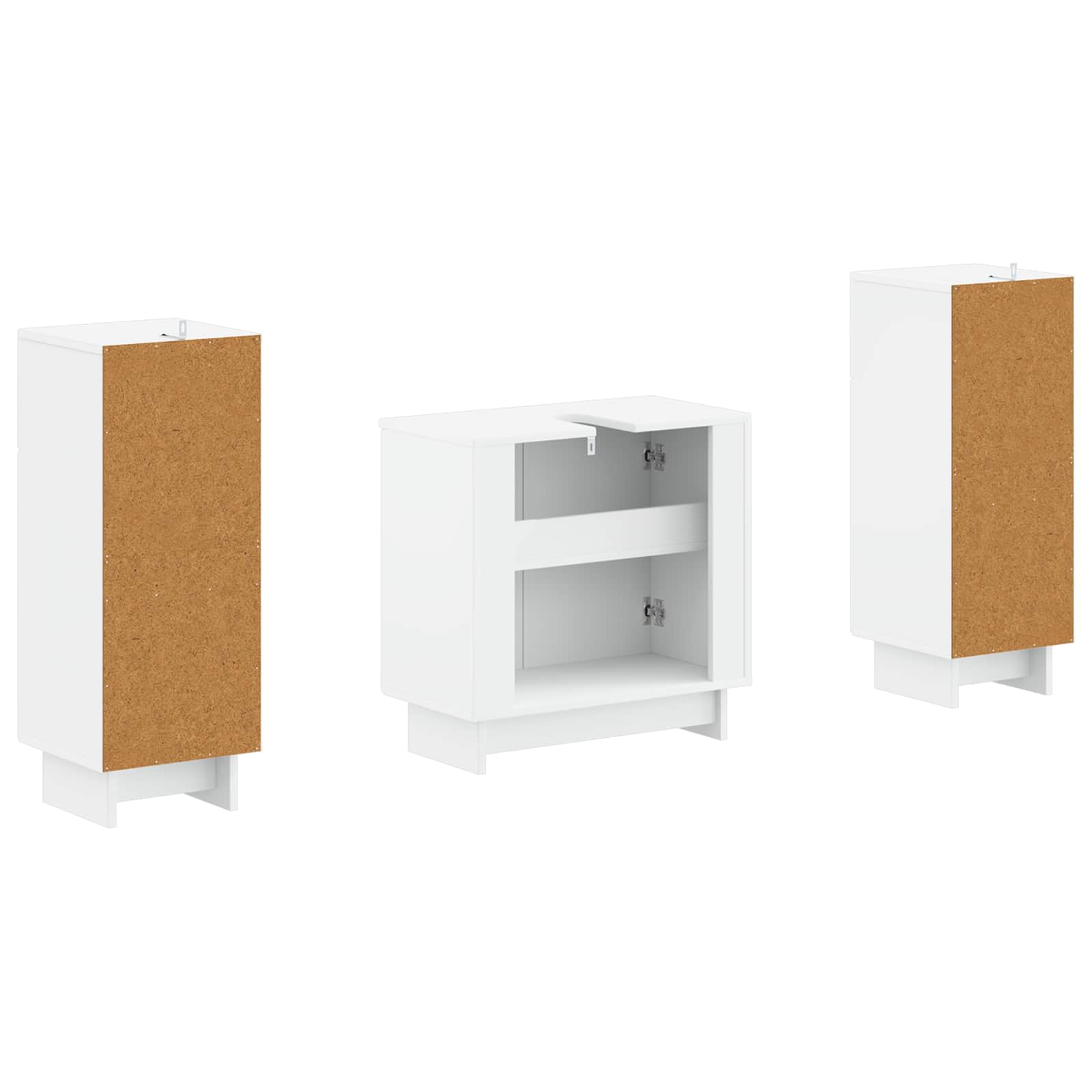 2 Piece Bathroom Cabinet Set EDE White Engineered Wood
